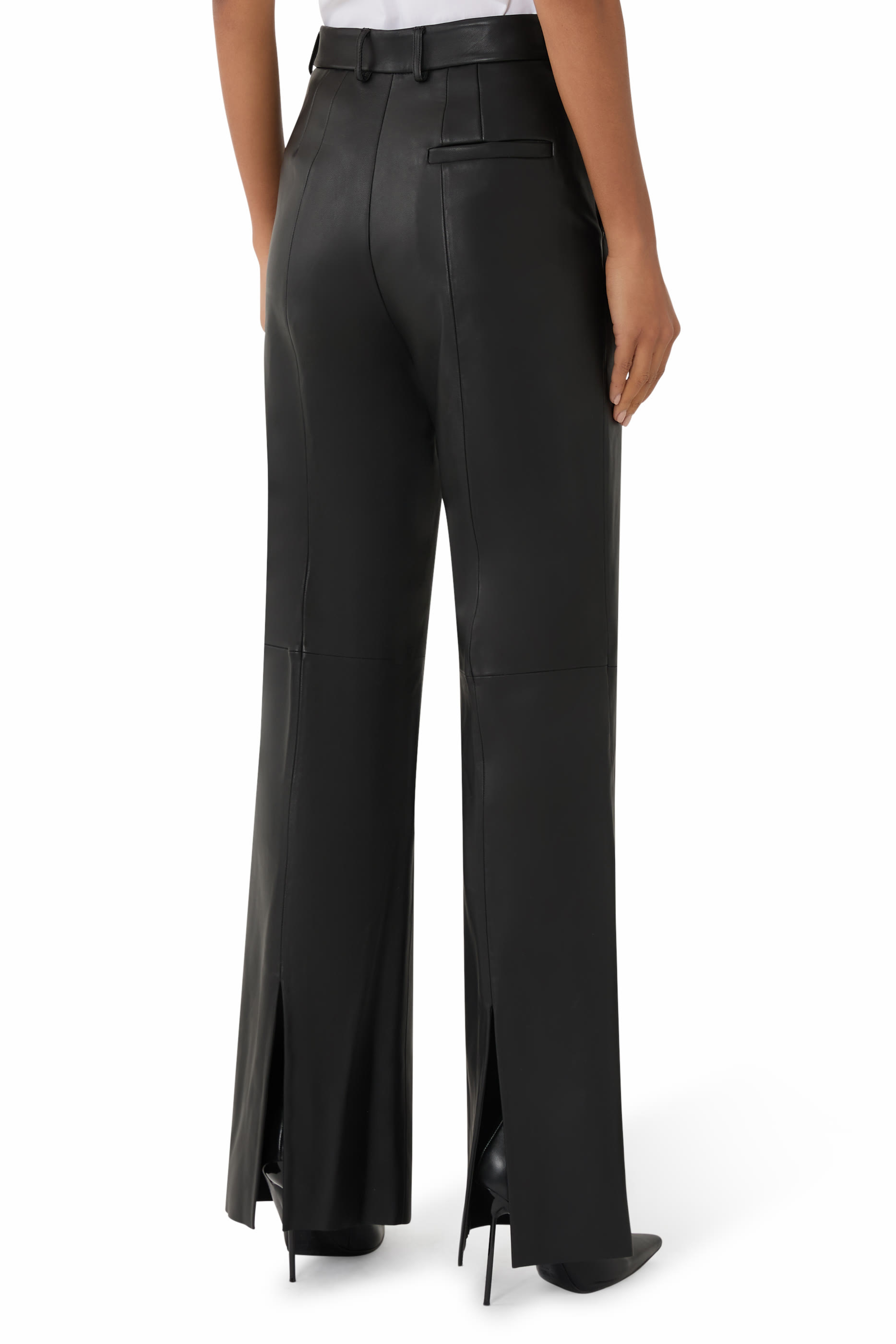 Glove-Quality Lambskin Nappa Leather Palazzo Trousers