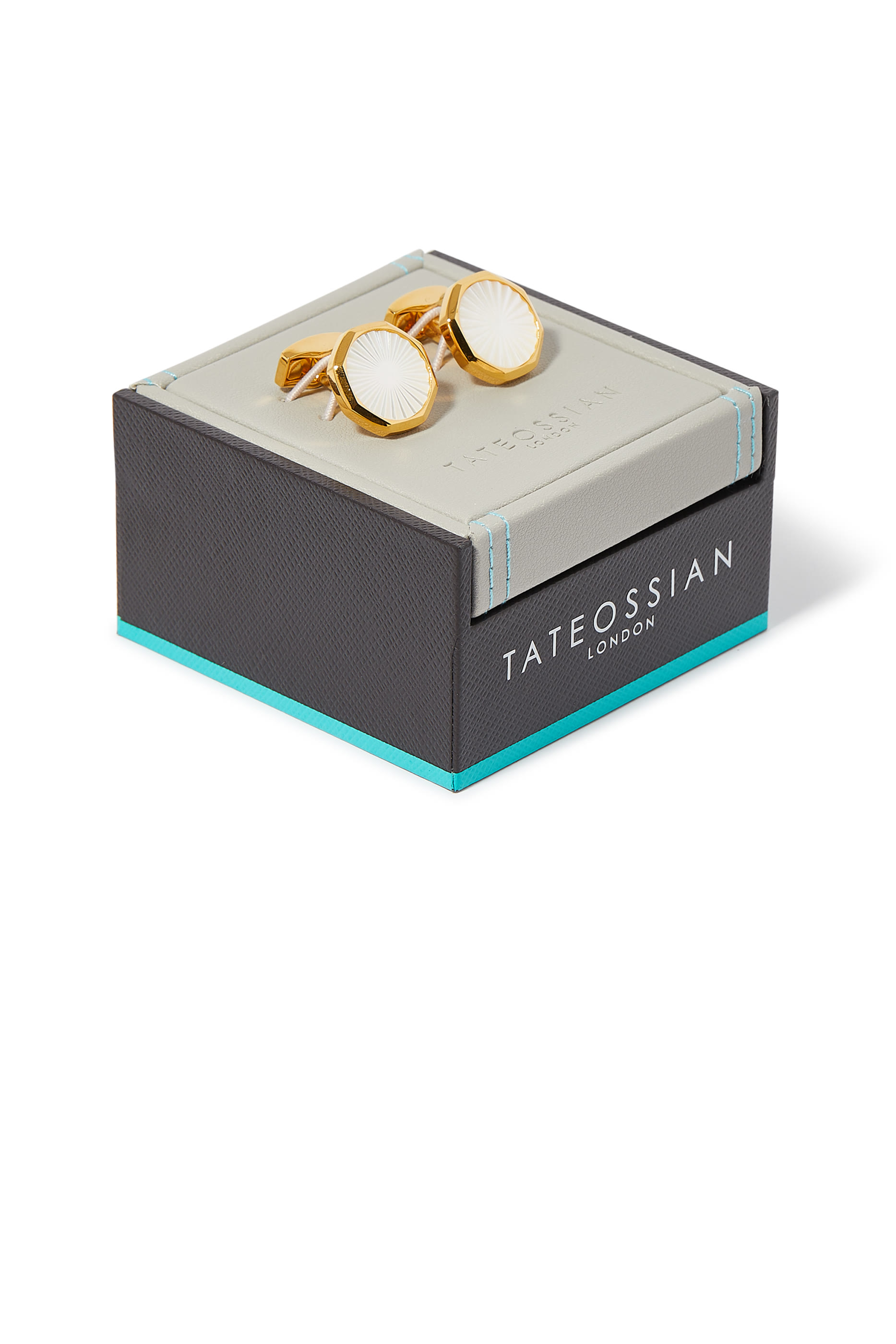 Octagon Guilloche Cufflinks, Gold