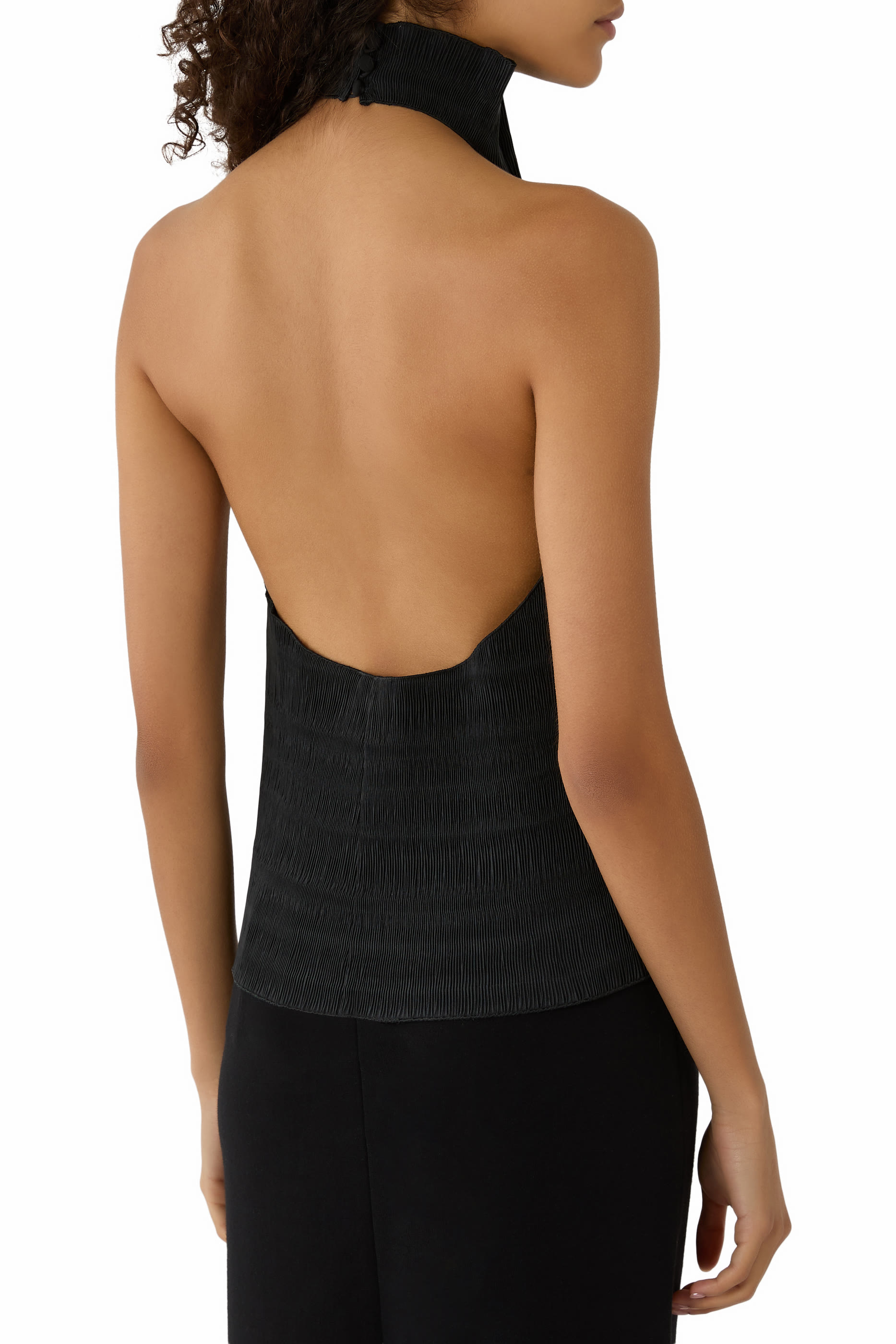Open-Back Plissé Top