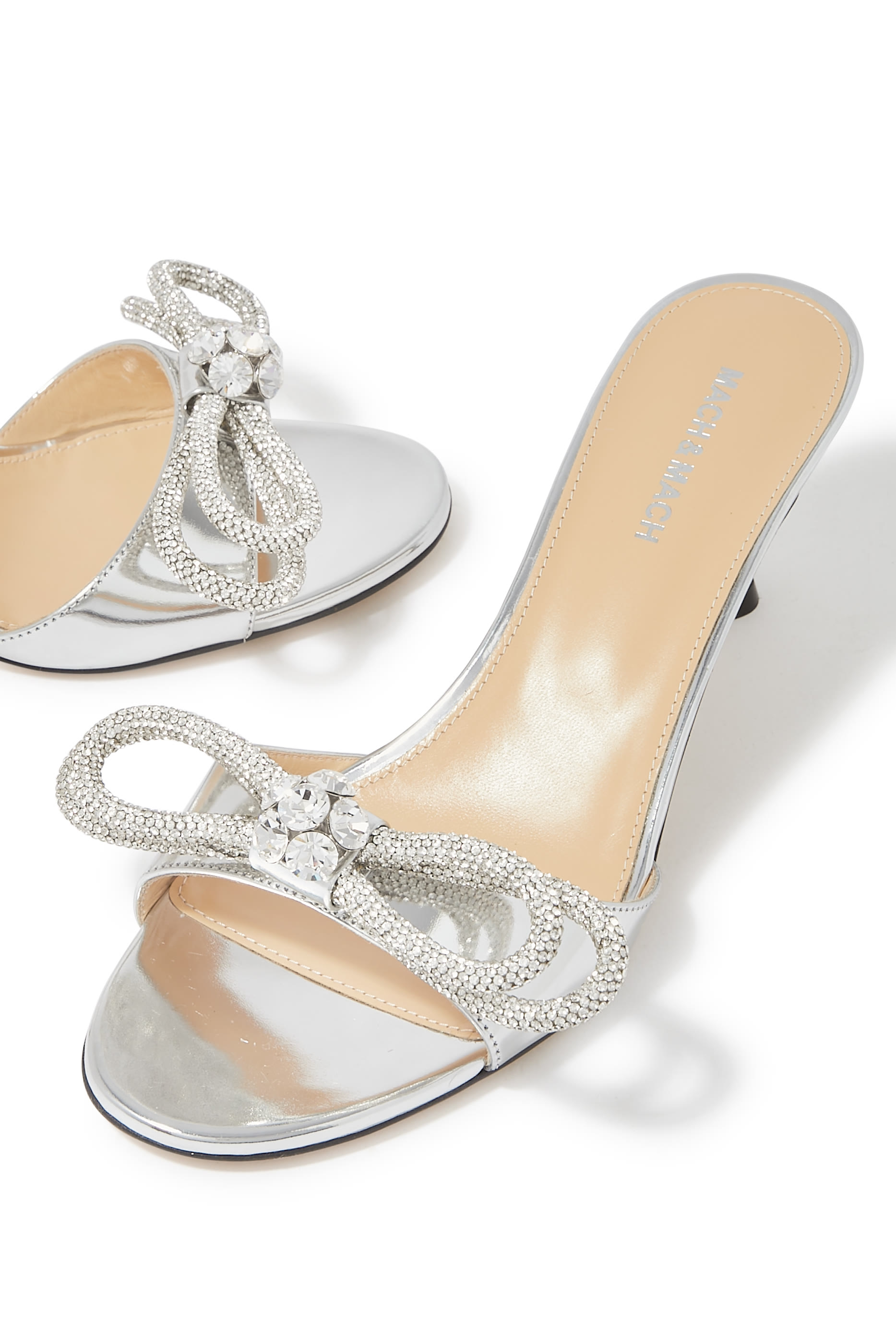 Double Bow 65 Metallic Mules