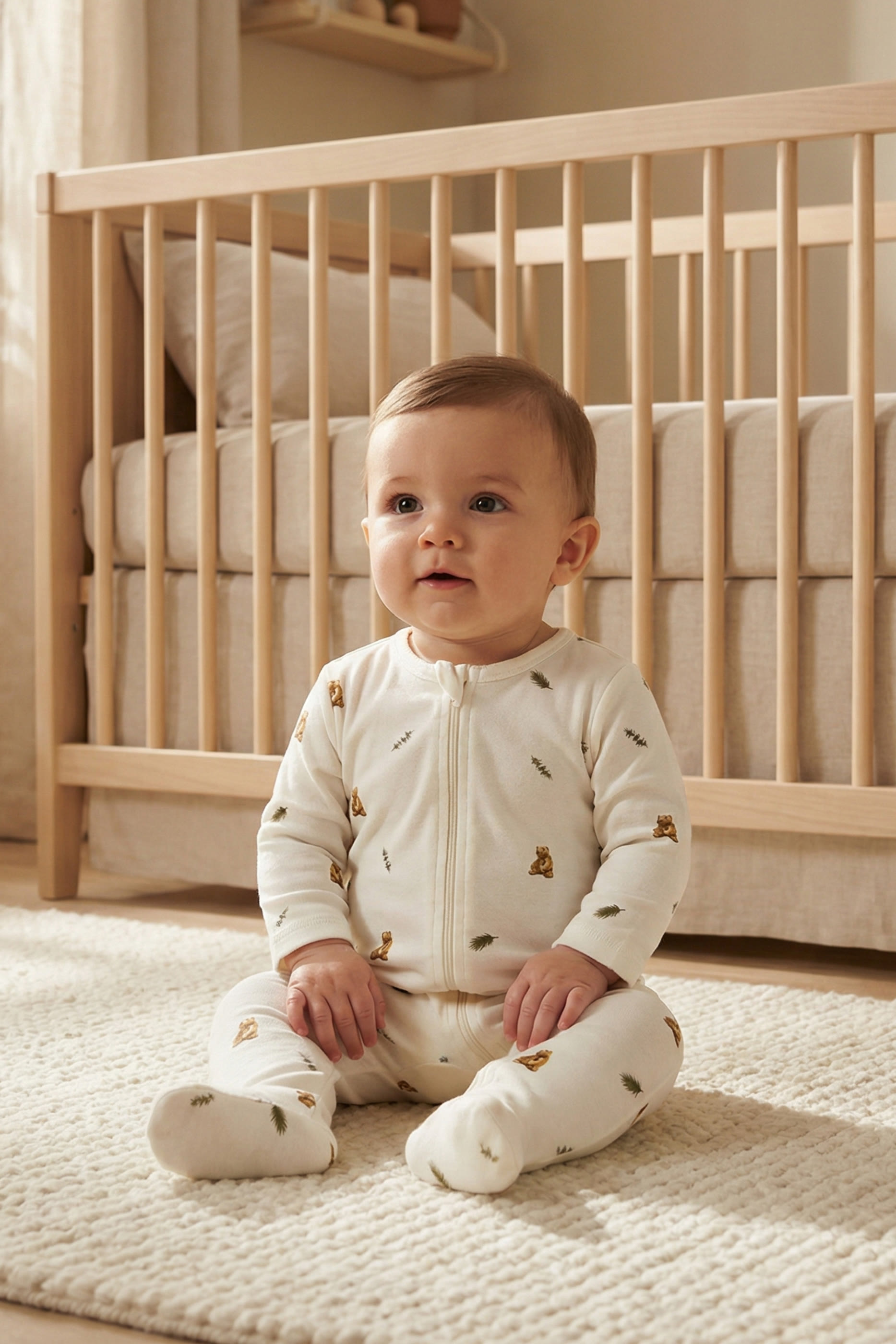 Kids  Brown Bear Print Sleepsuit