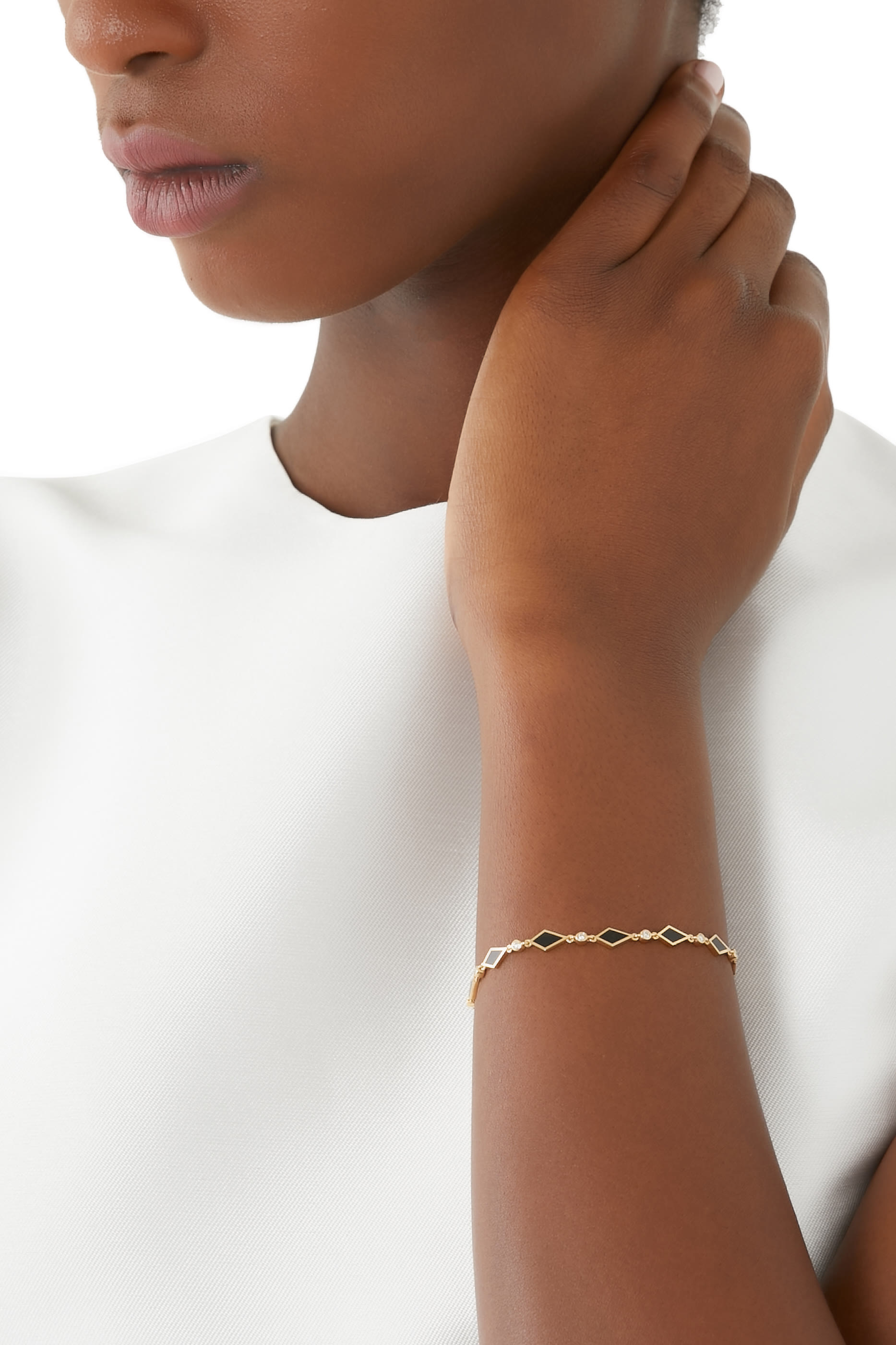 Morocco Mosaic Bracelet, 18k Yellow Gold & Diamonds