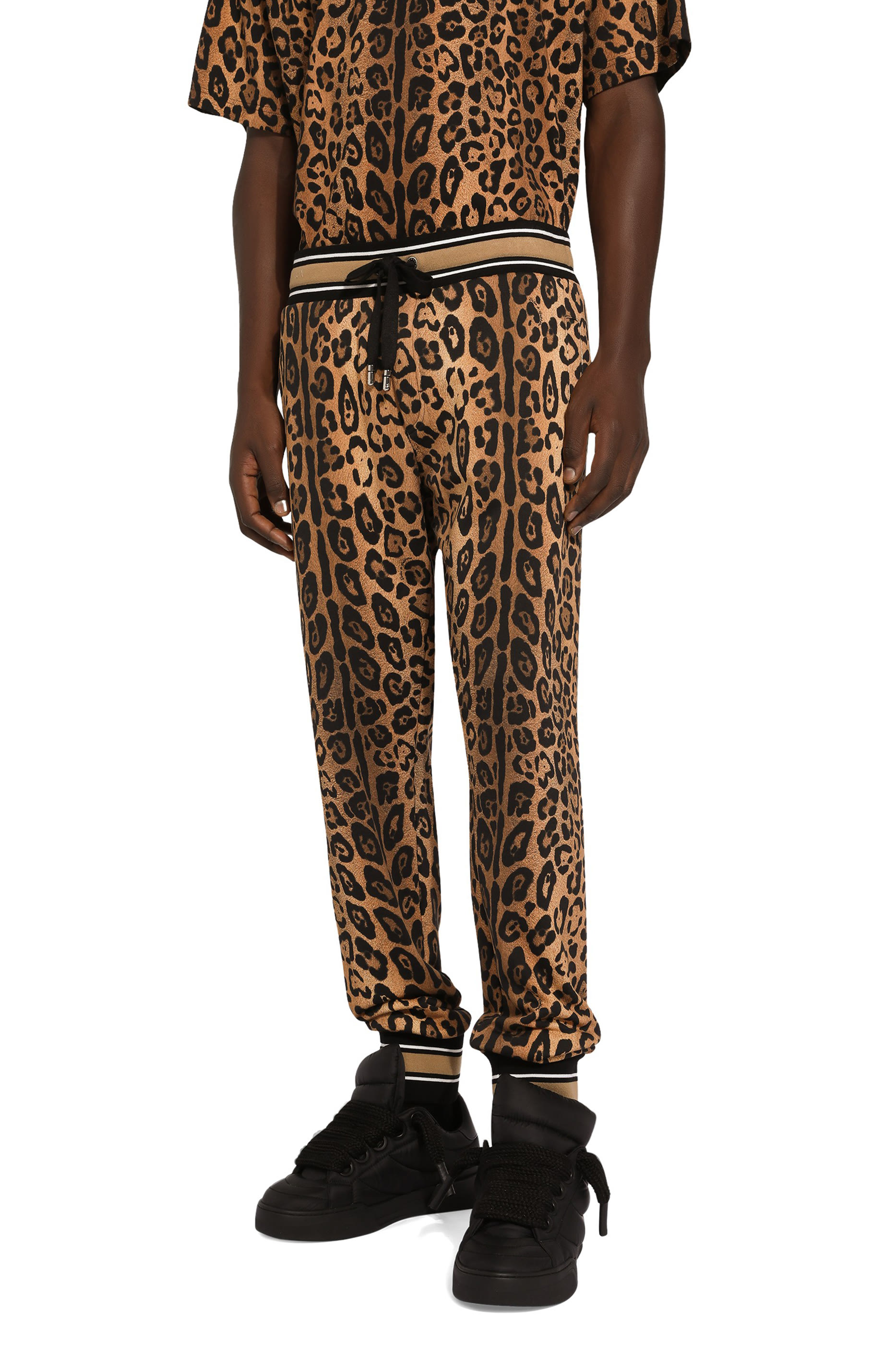 Jogging Pants with Leopard-Print Crespo and Tag