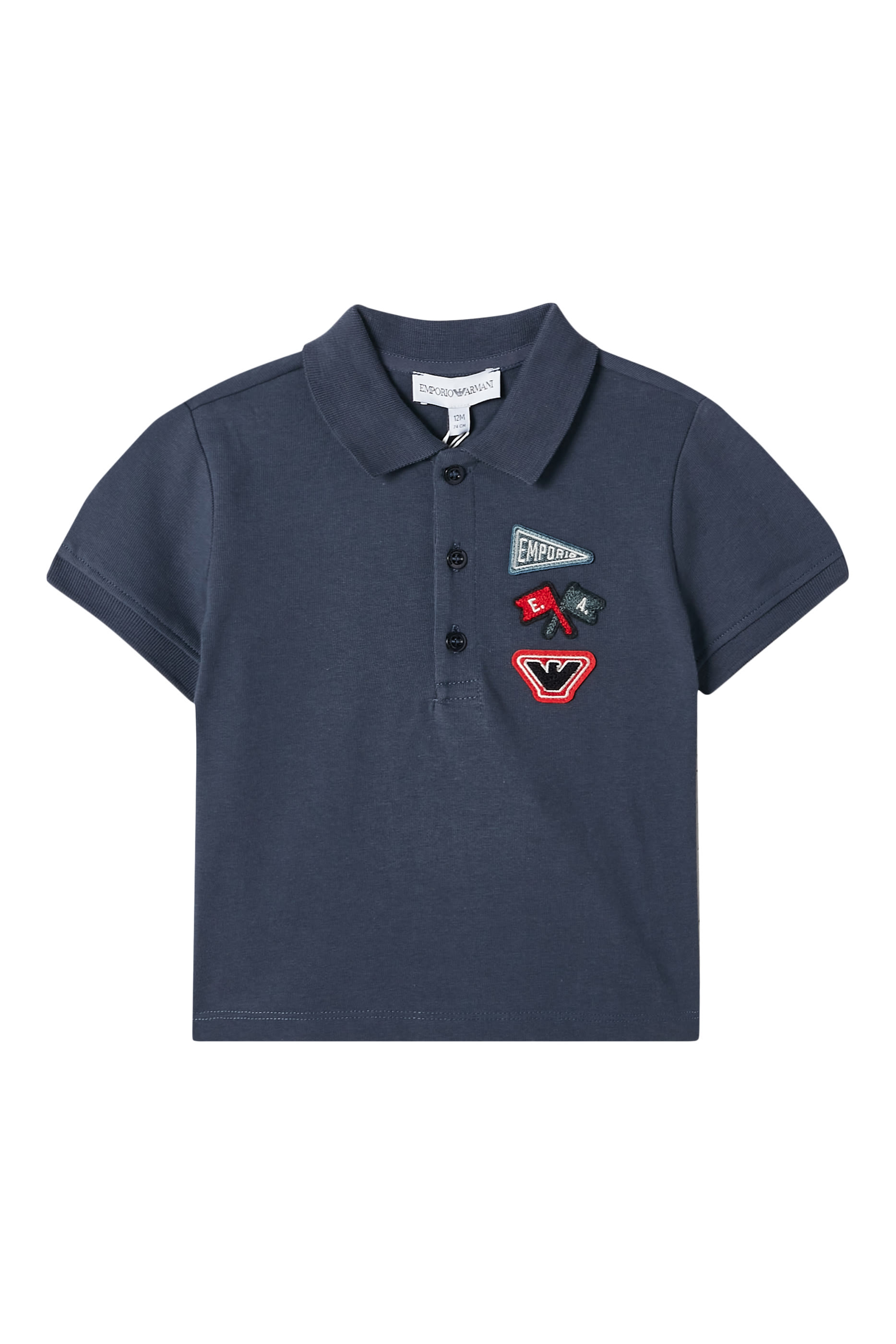 Kids Jersey Polo with Logo & Flag Patch