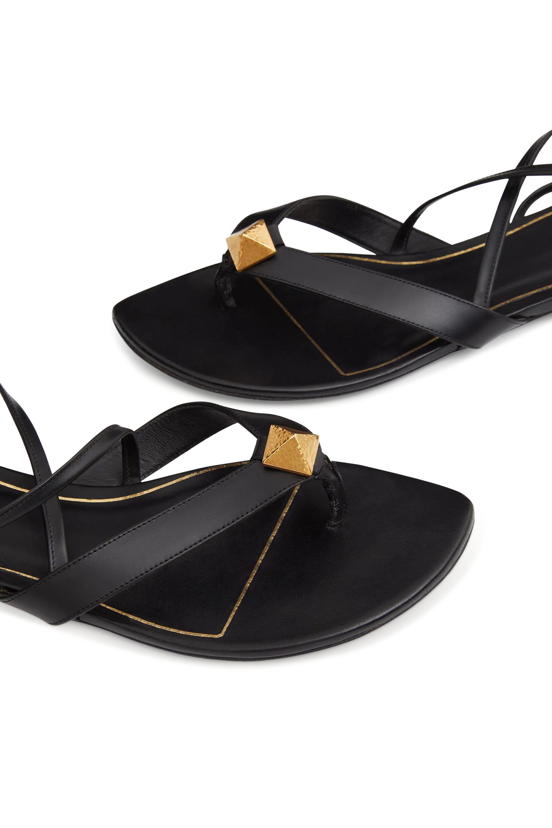 Rockstud Flat Leather Wrap Sandals