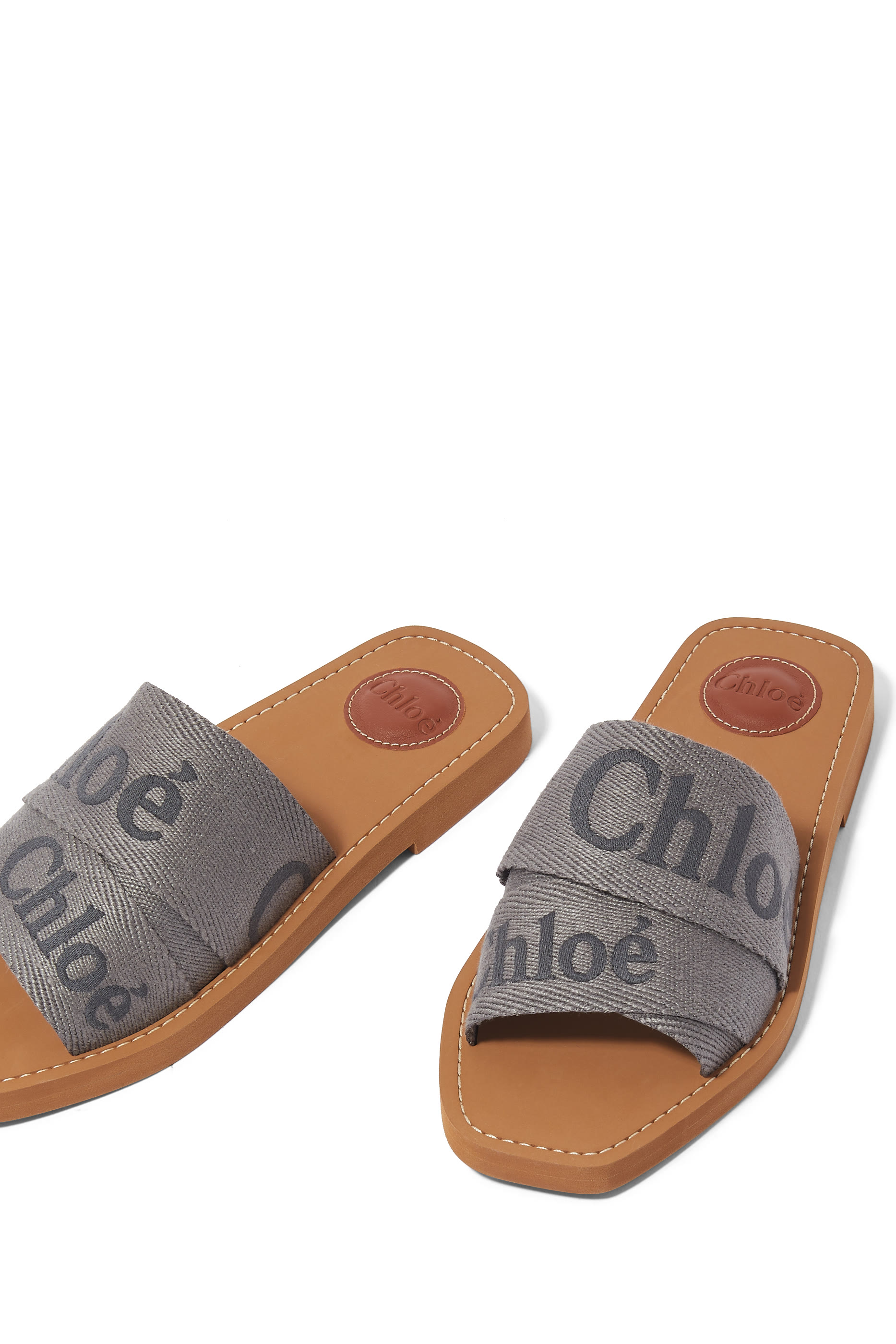 Woody Flat Linen Mules