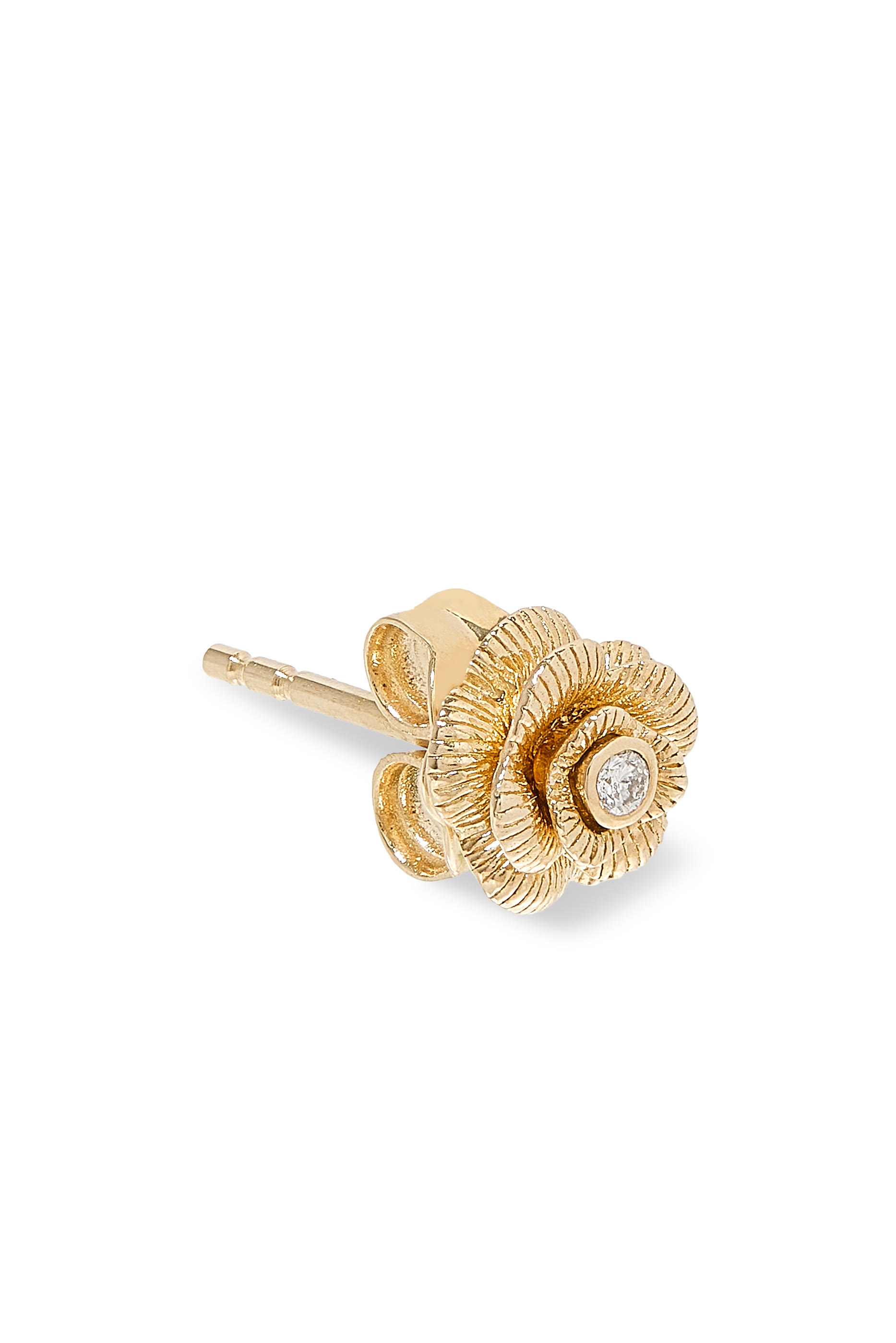 Kids Small Rose Studs, 14K Yellow Gold &  Diamonds