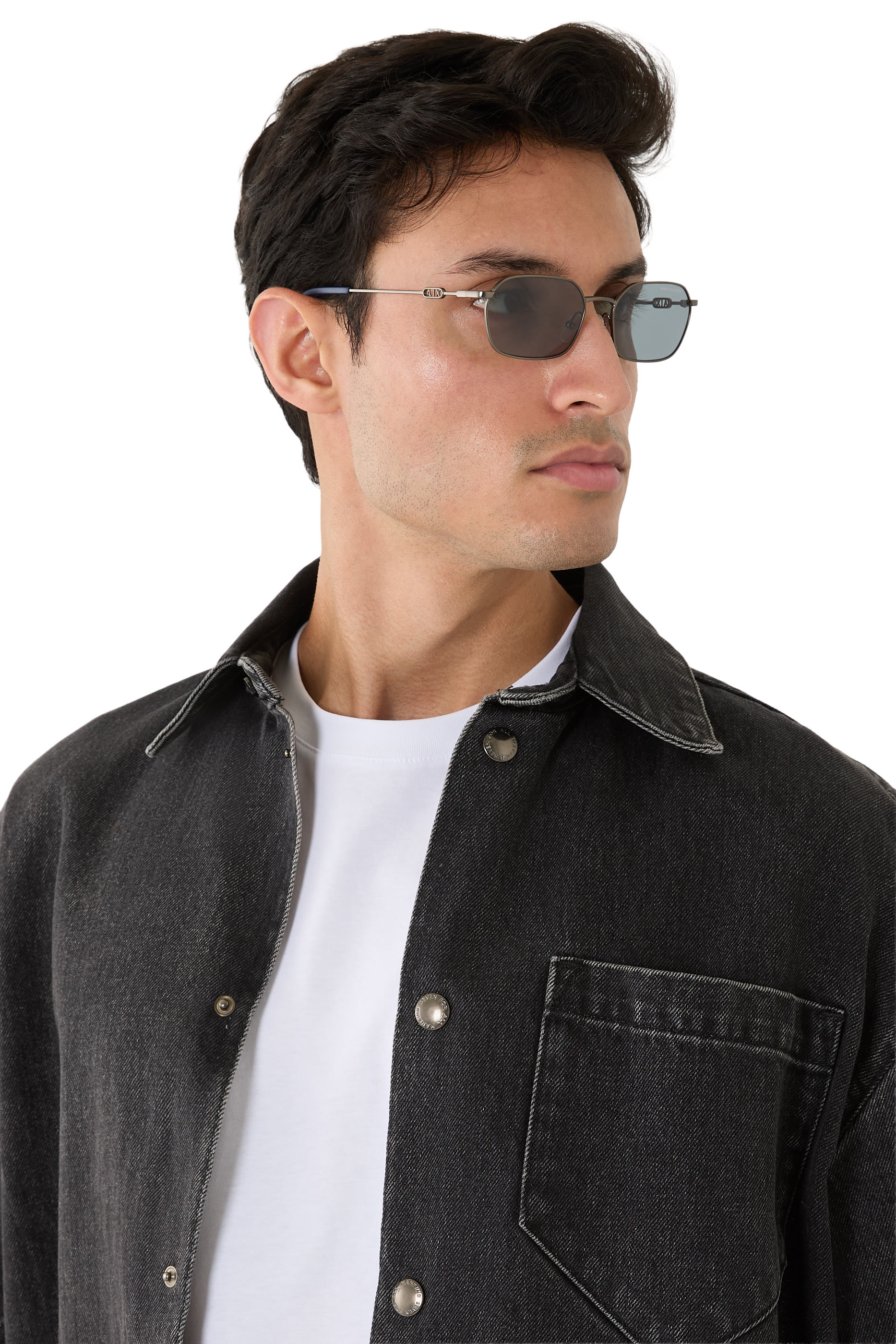 Cross Flat Rectangular Metal Sunglasses