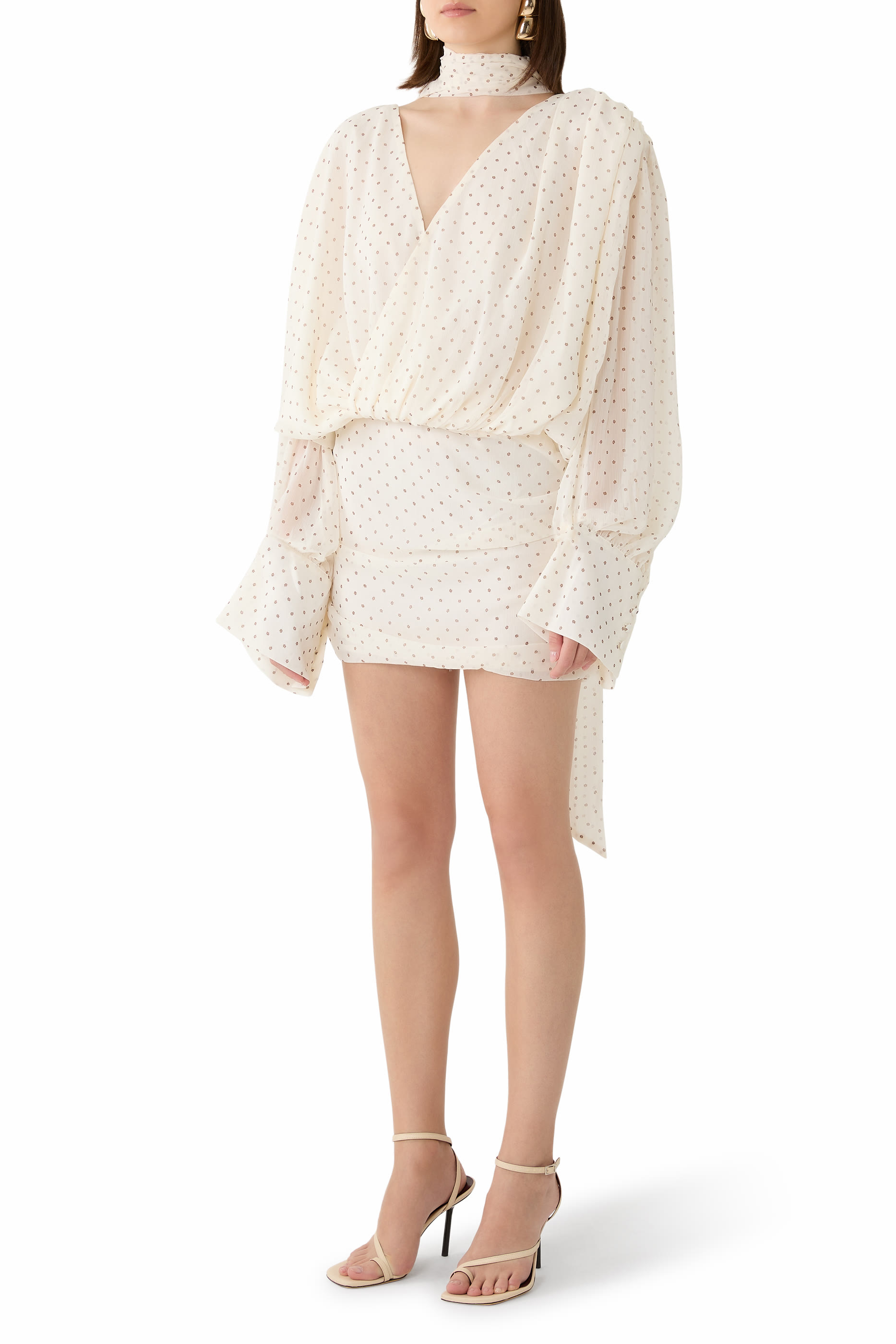 Chiffon Long Sleeves V-Neck Dress