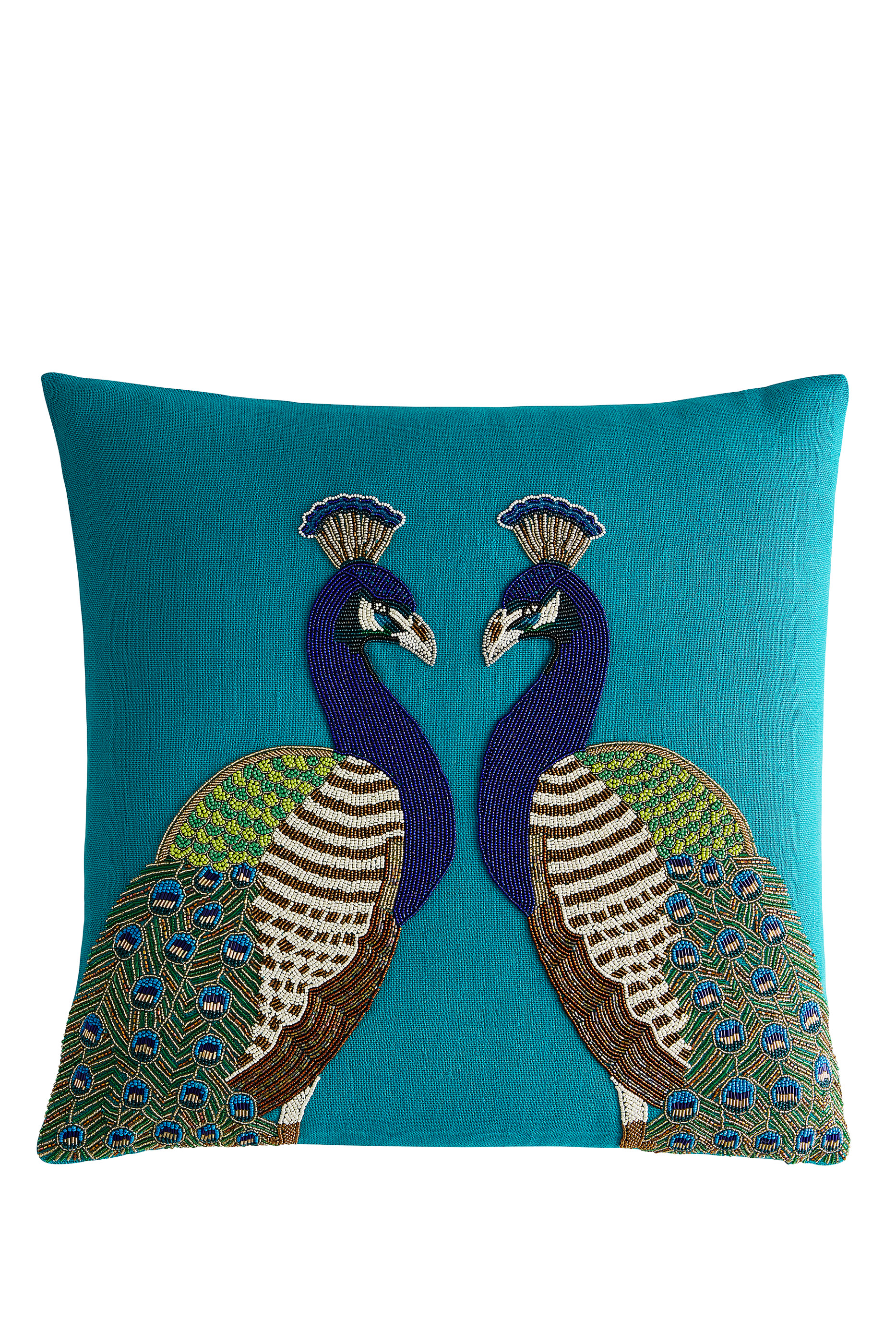 Peacock Beaded Cushion 