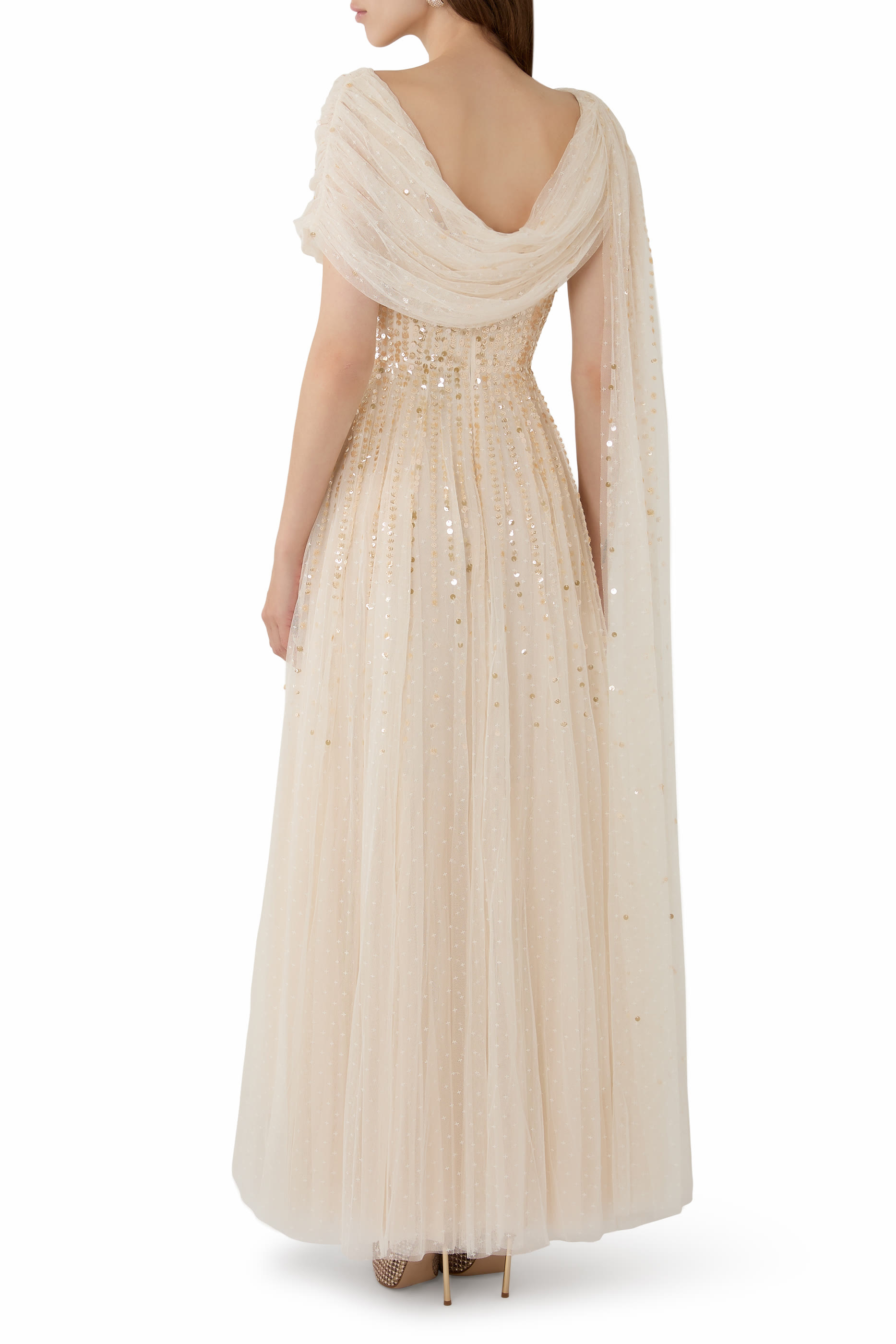 Rose Bloom Cape Gown