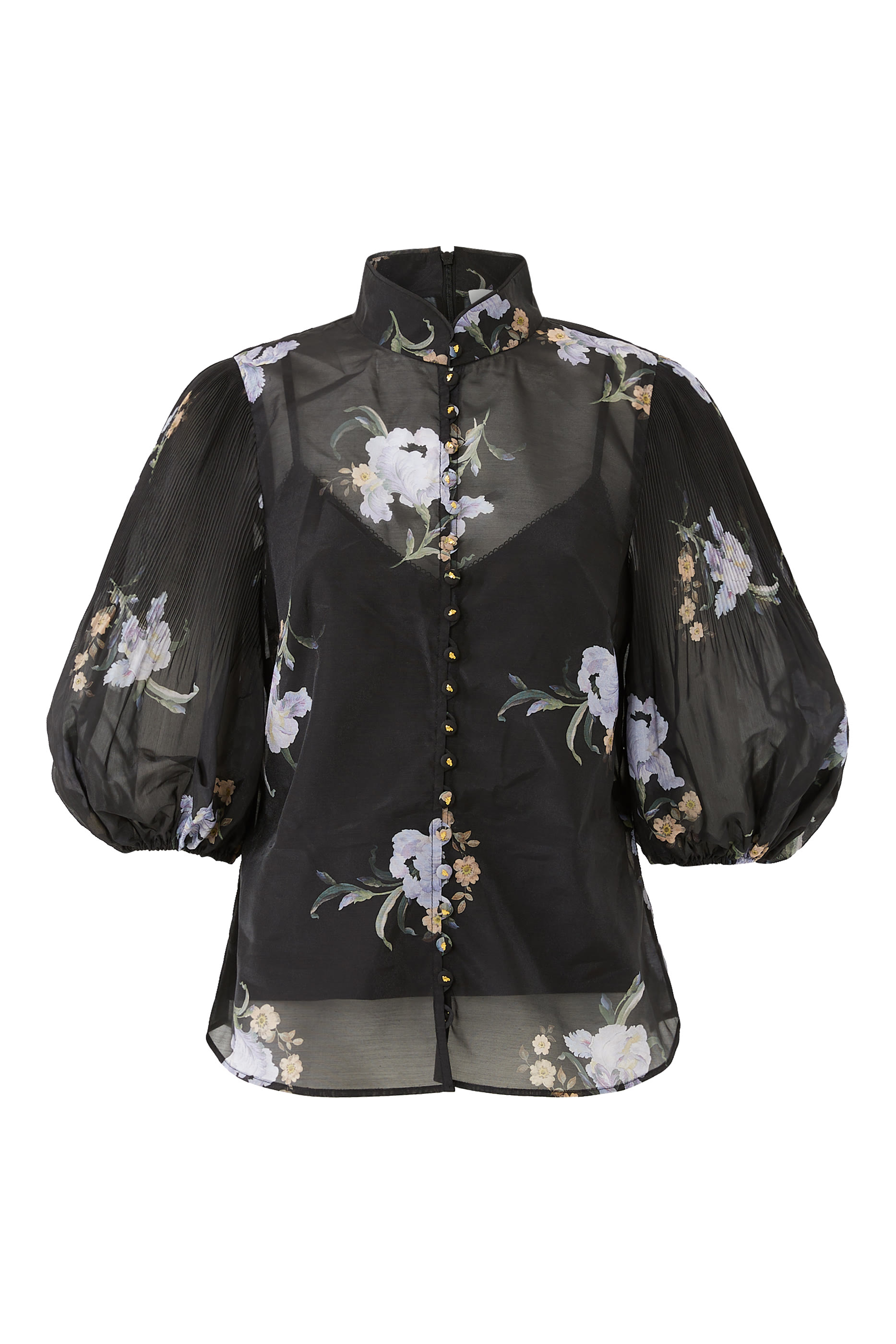 Pleated Buttoned Blouse