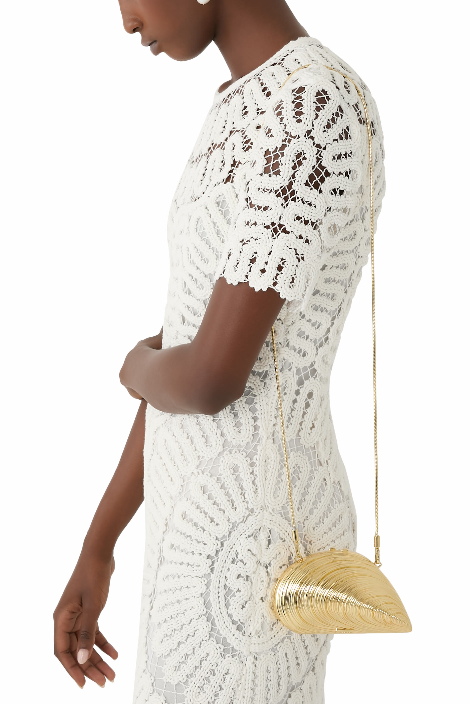 Bridget Mini Metal Oyster Shell Clutch