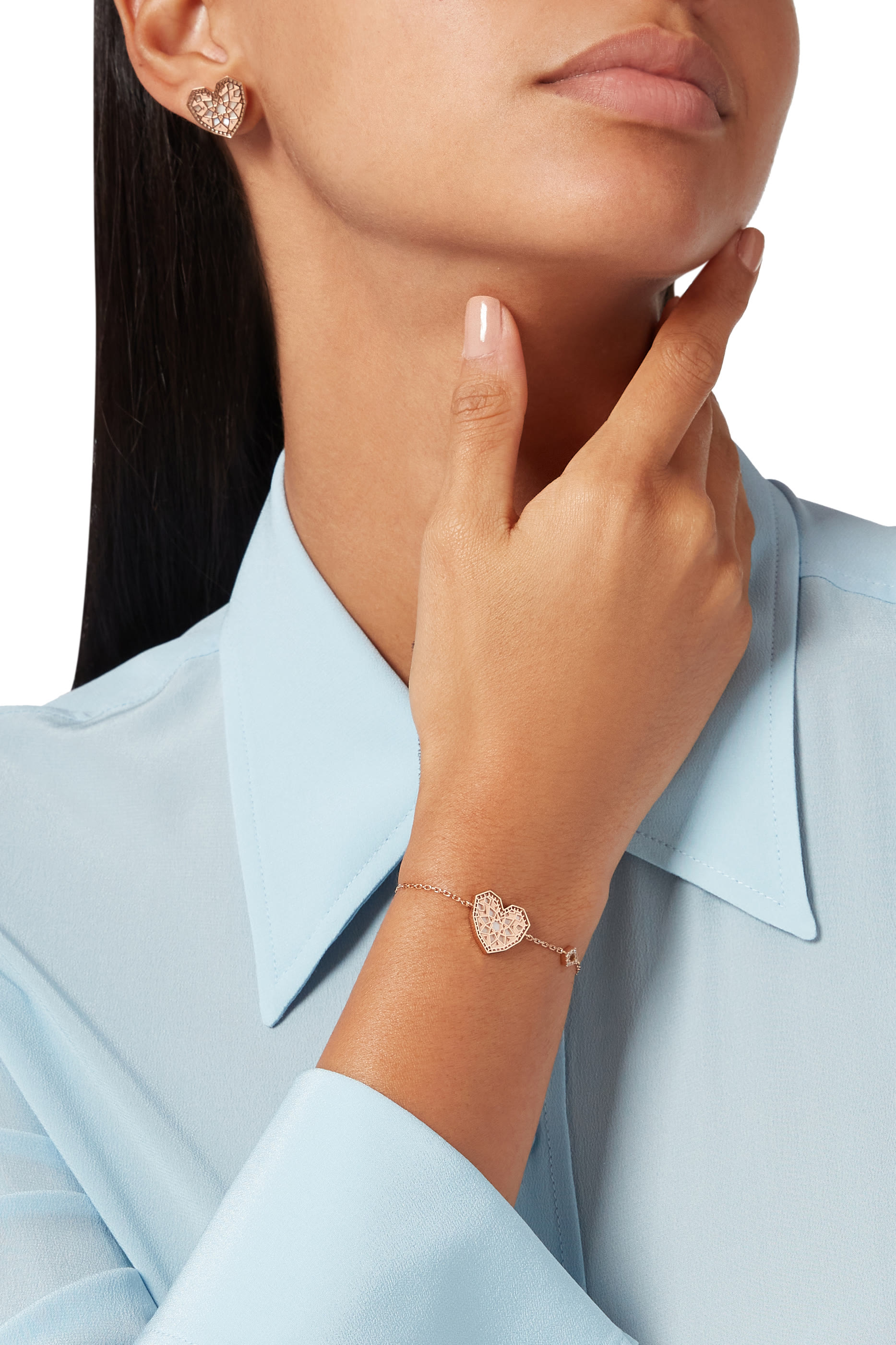 Qalb Turath Small Bracelet, 18k Pink Gold & Mother-of-Pearl, Diamonds