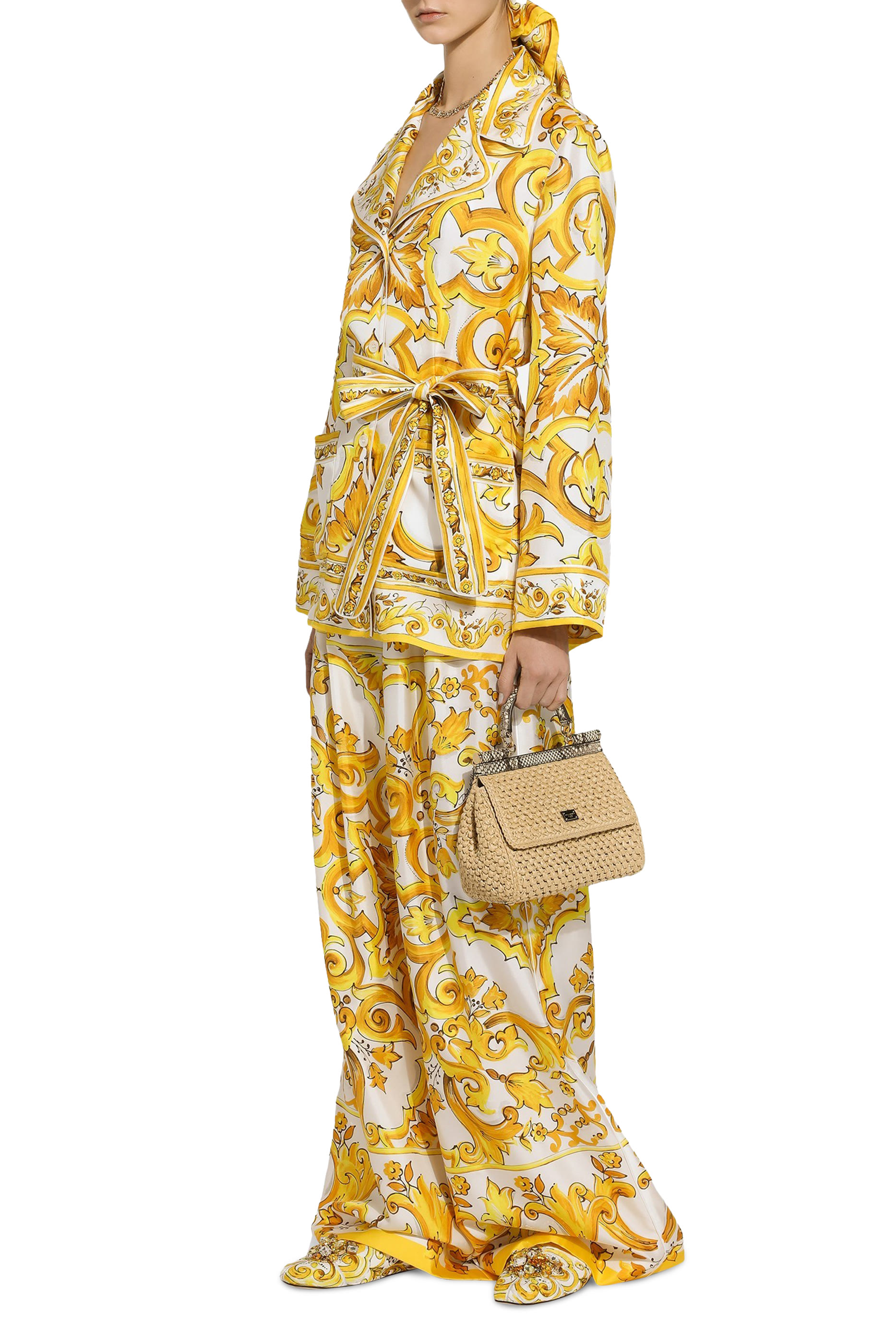 Majolica Print Silk Twill Pajama Shirt