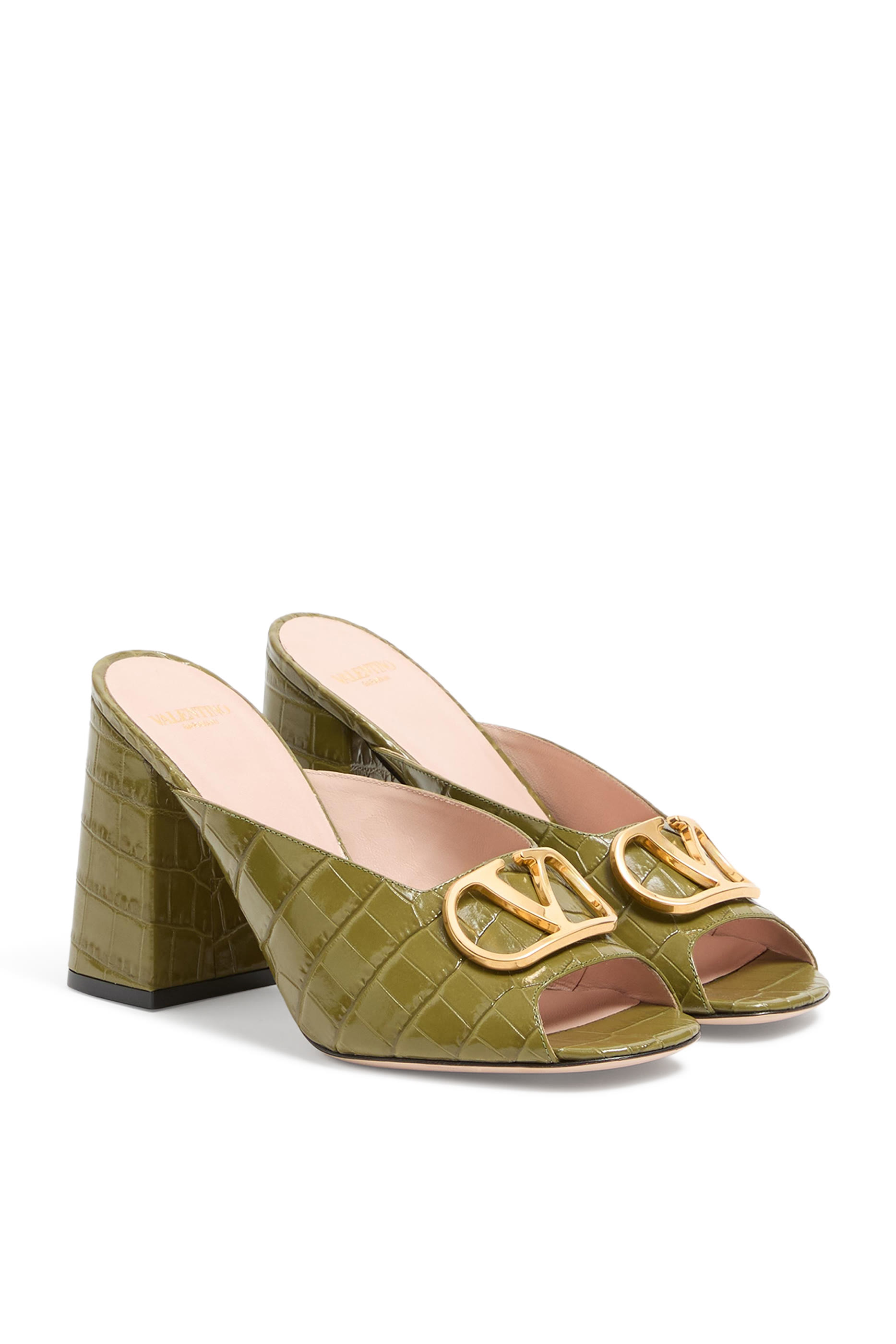 VLogo 95 Signature Slide Sandals in Printed Calfskin