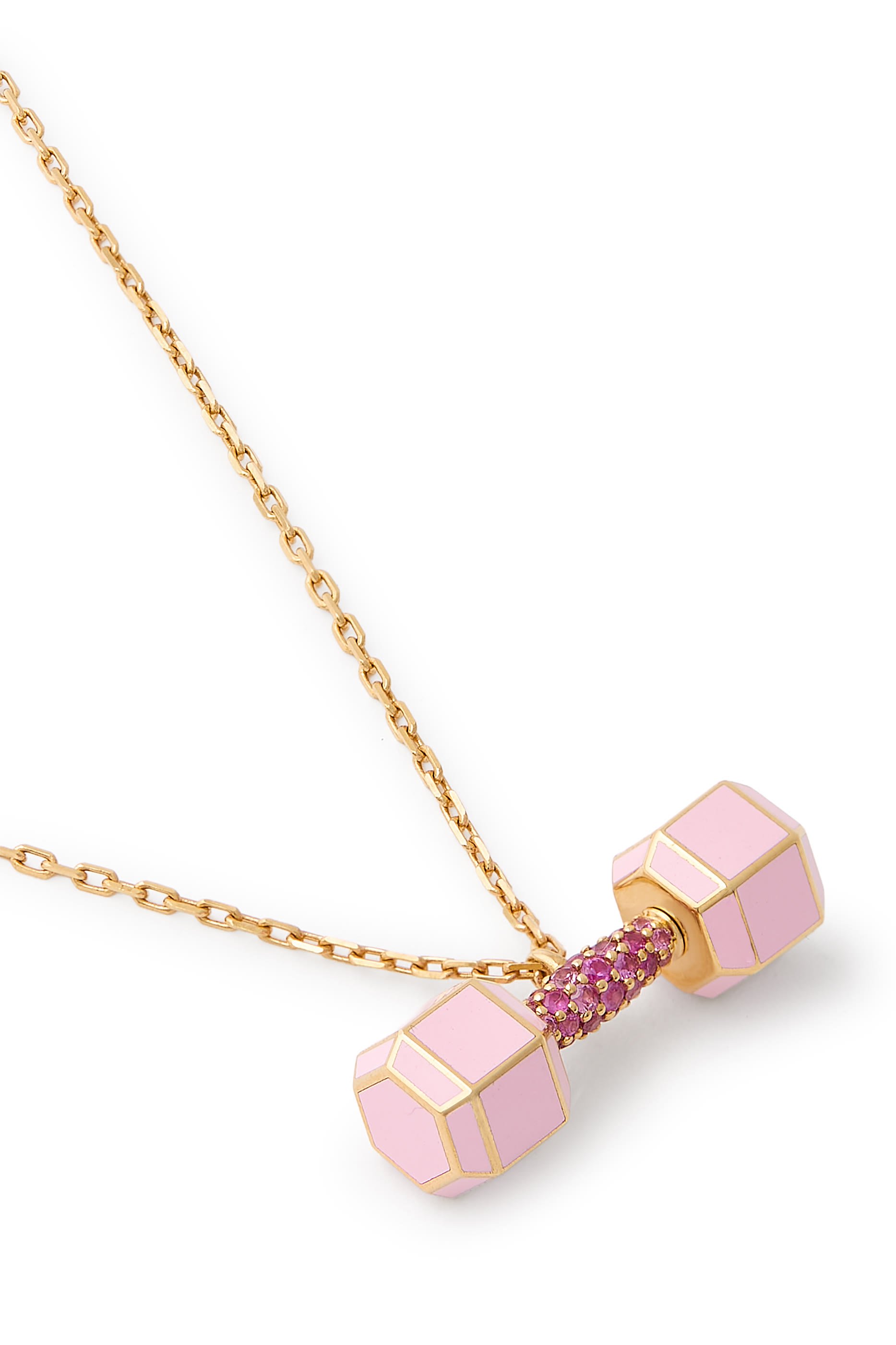 Dumbbell Pendant, 18k Rose Gold & Sapphires, Enamel