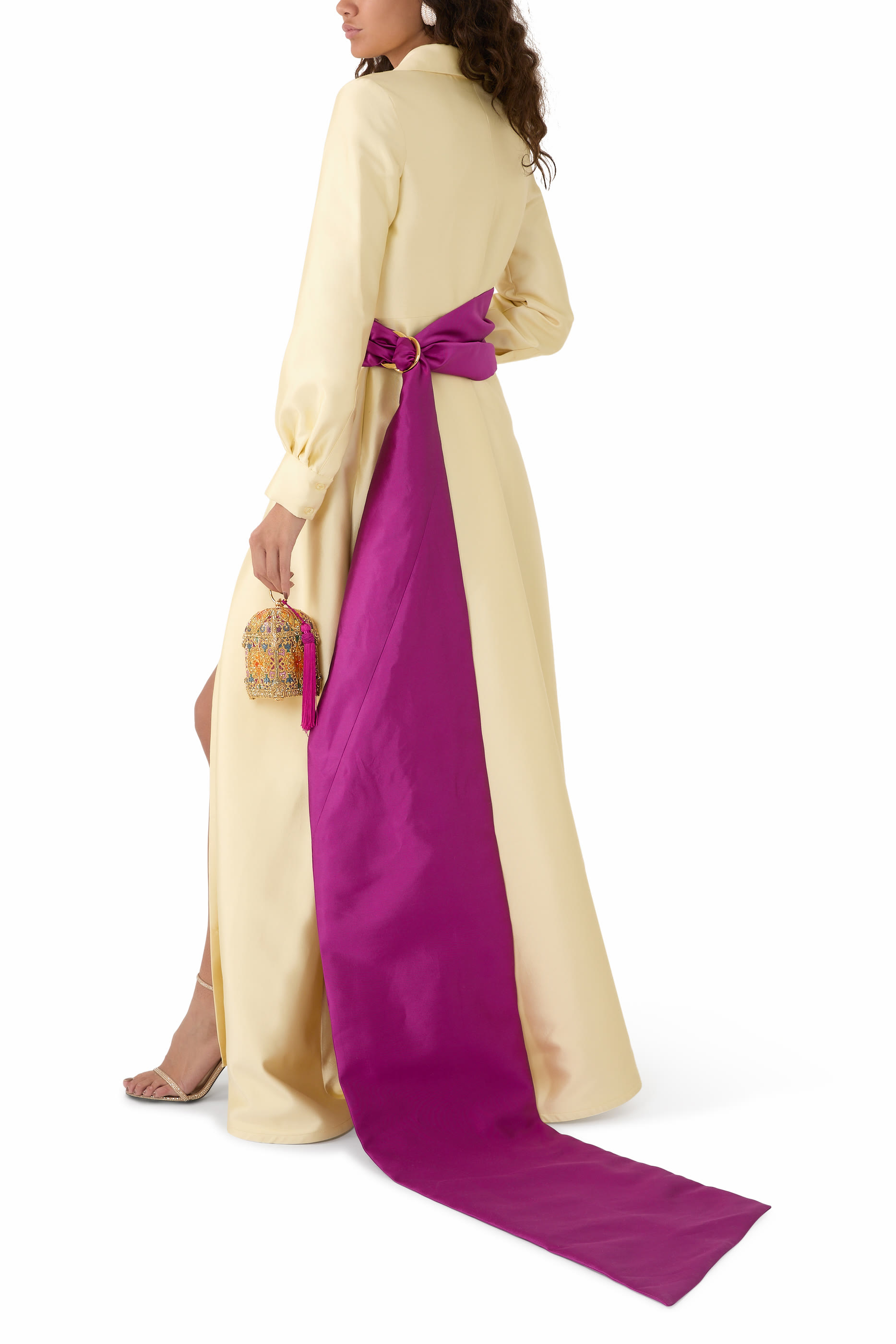 Xolani + Simon Silk-Wool Belted Gown