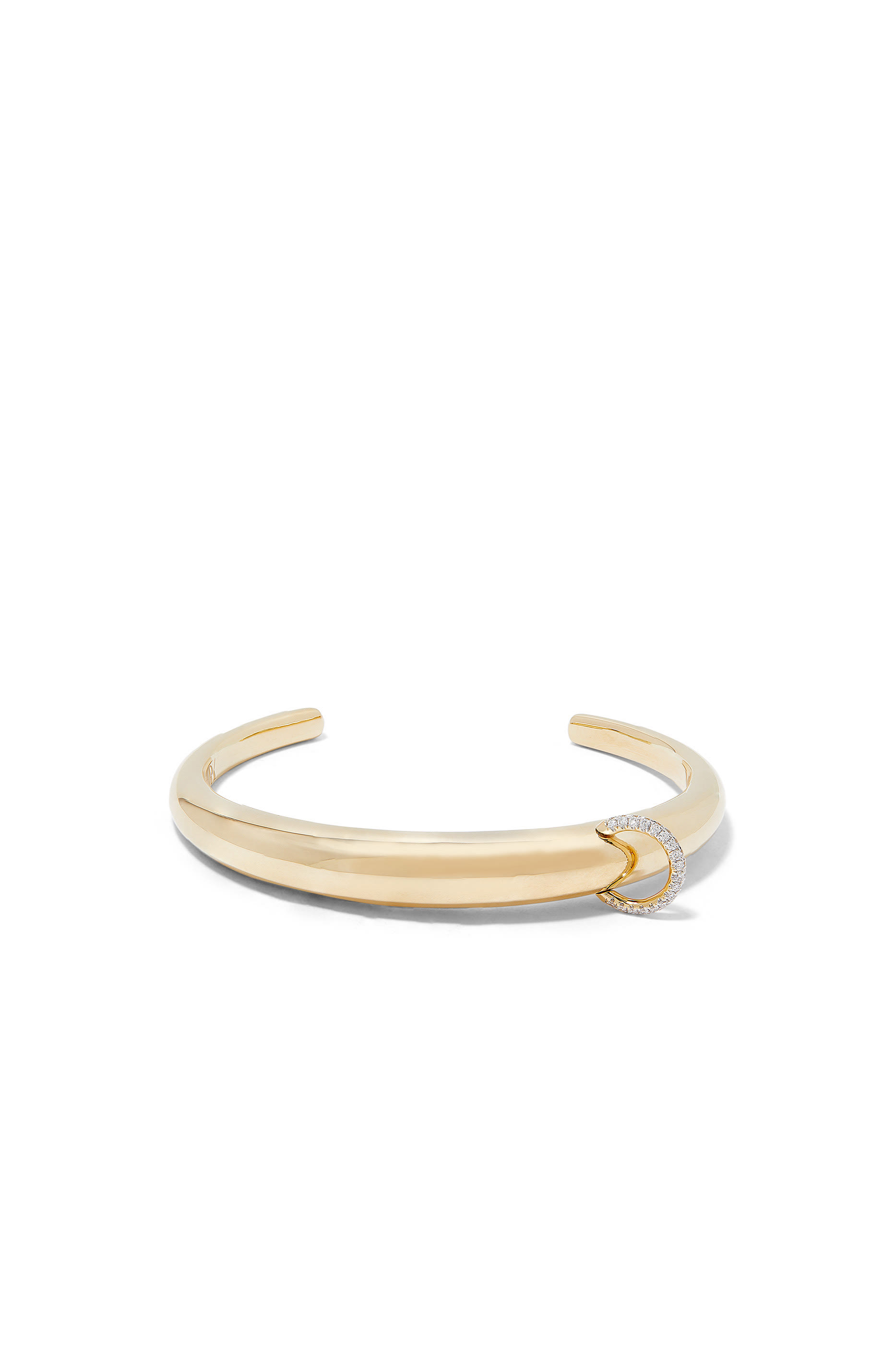 Piercing Small Bangle, 14k Yellow Gold & Diamonds
