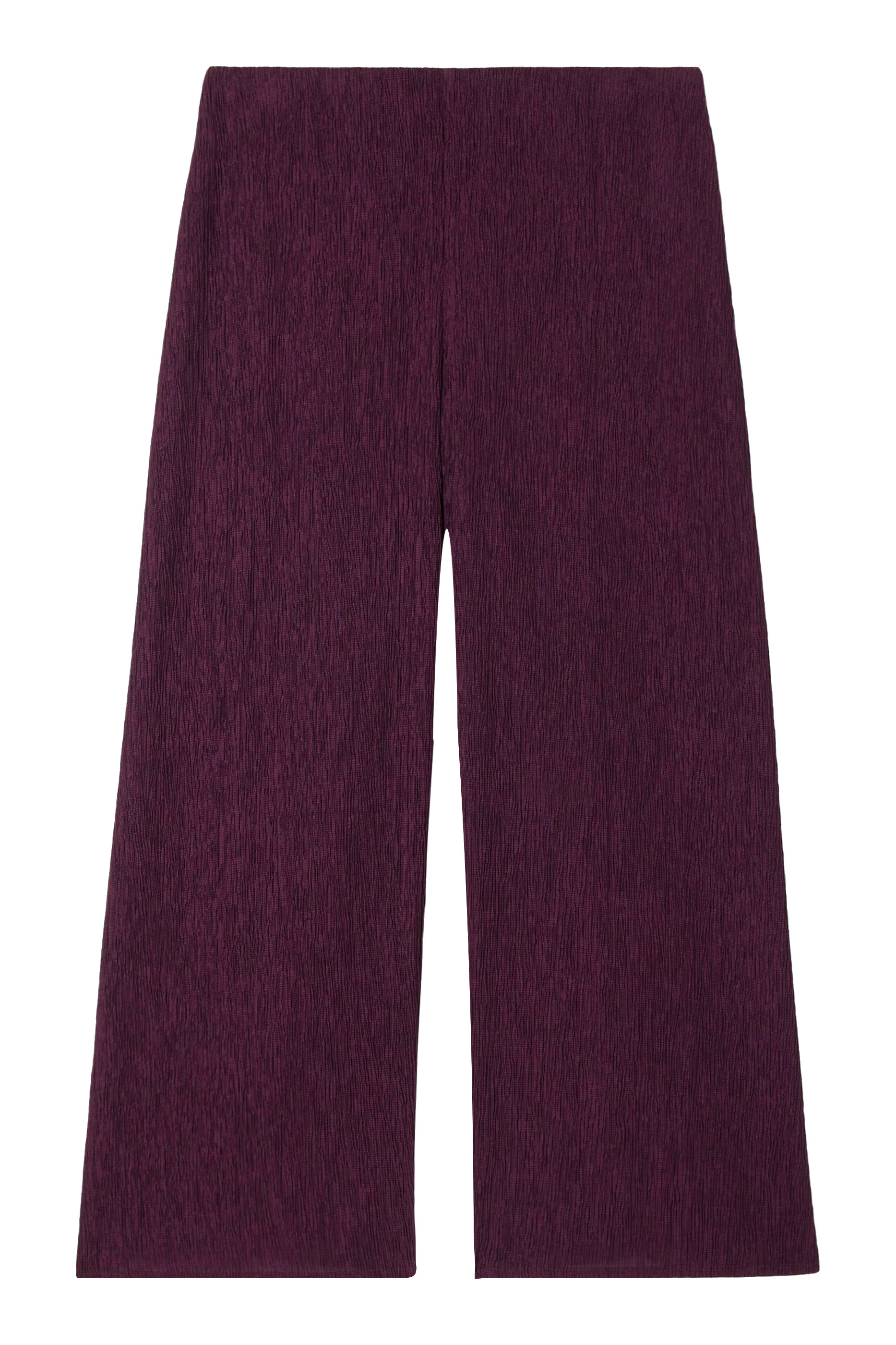 Woven Plissé Wide-Leg Pants
