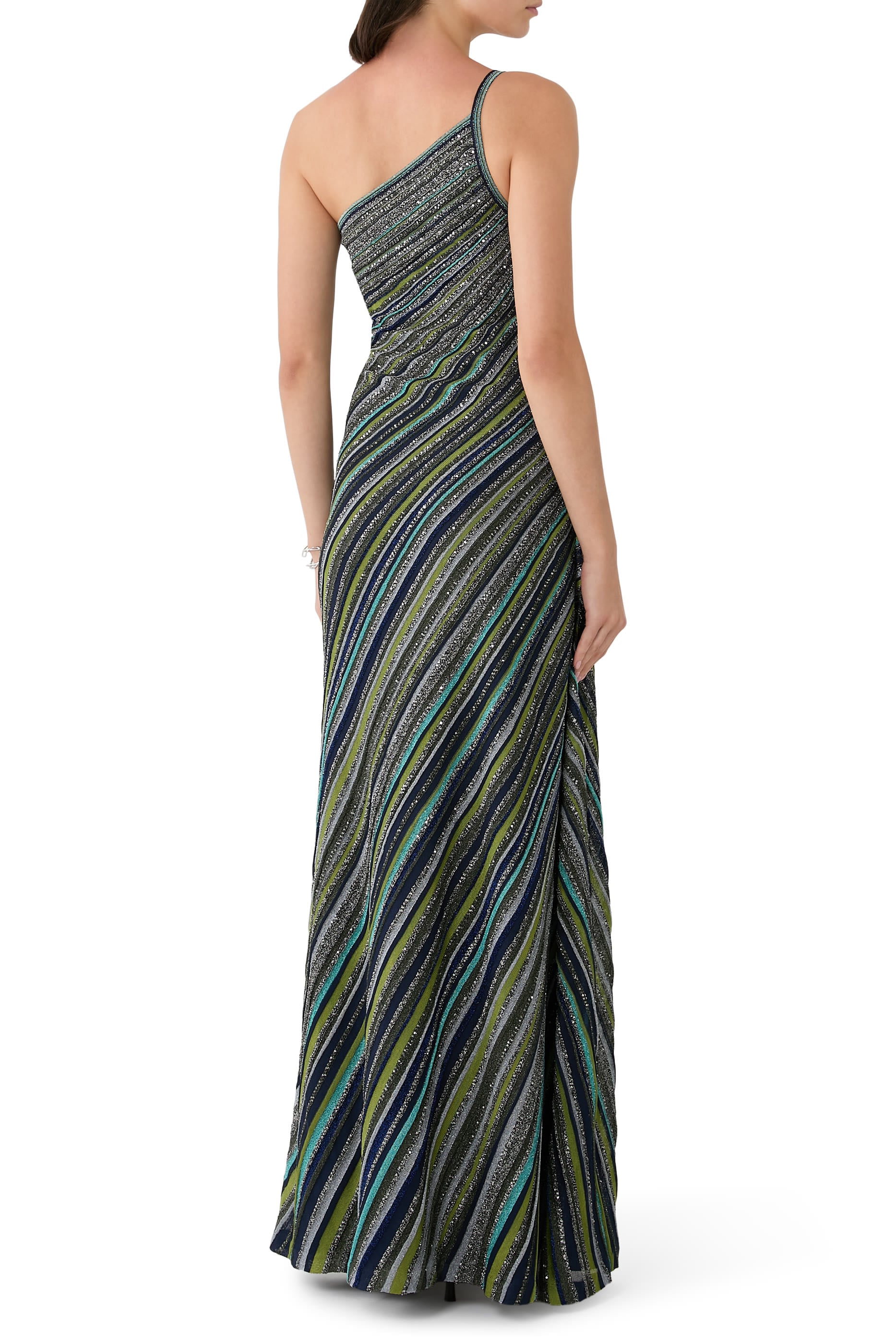 Partialized Sequined Knit Maxi Dress