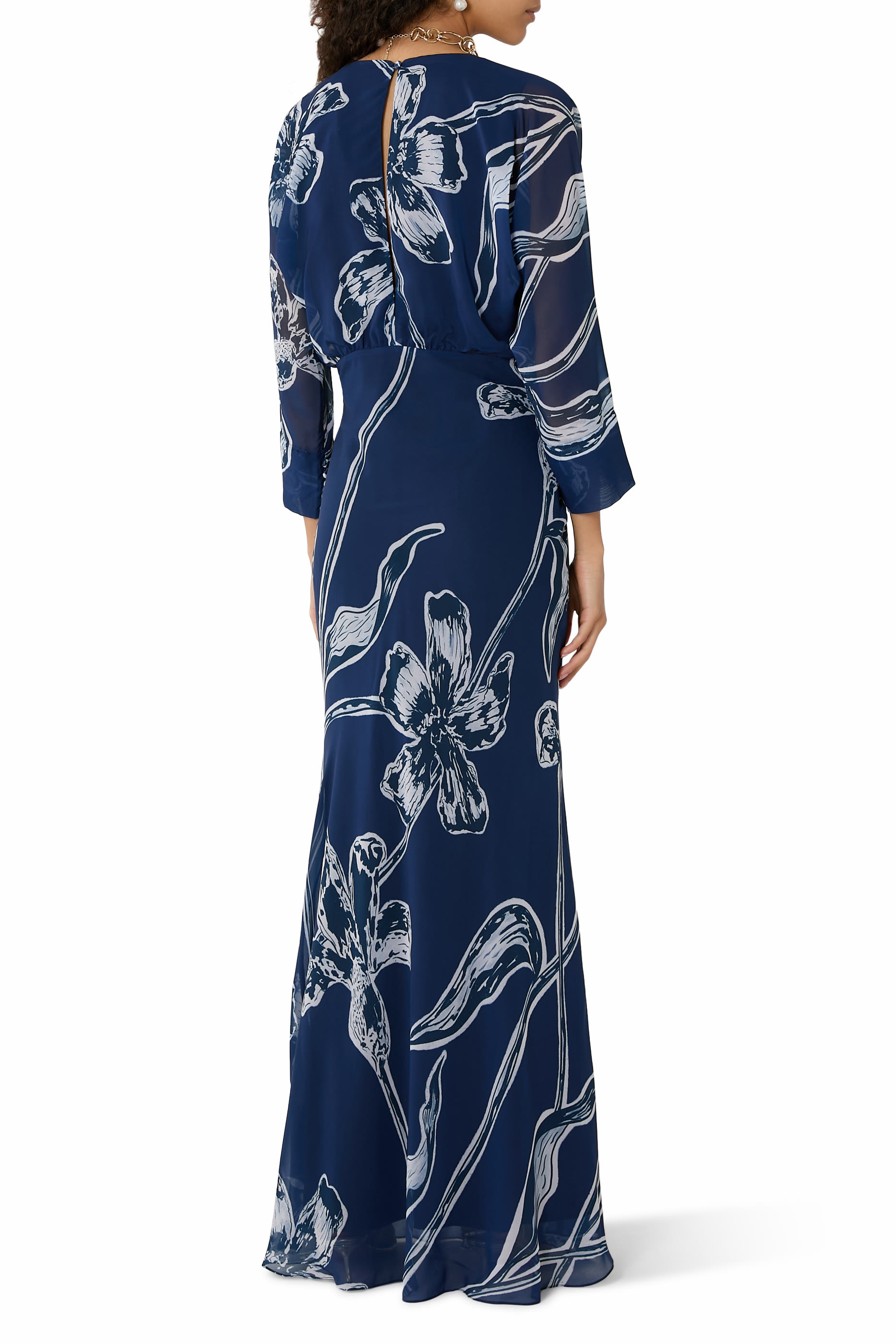 Gestos Lily-Print Chiffon Maxi Dress