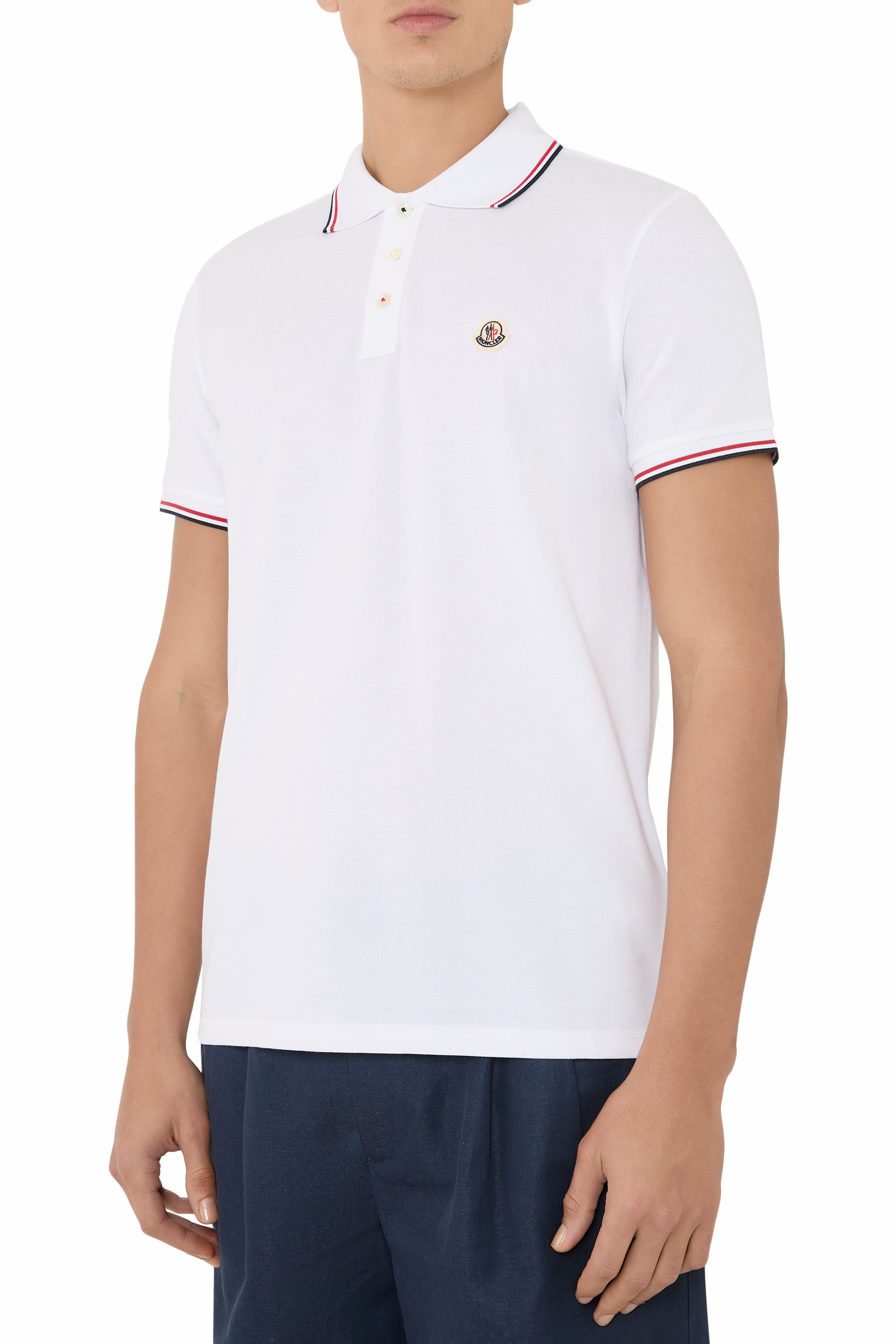 Tricolor-Trimmed Cotton Piquet Polo Shirt