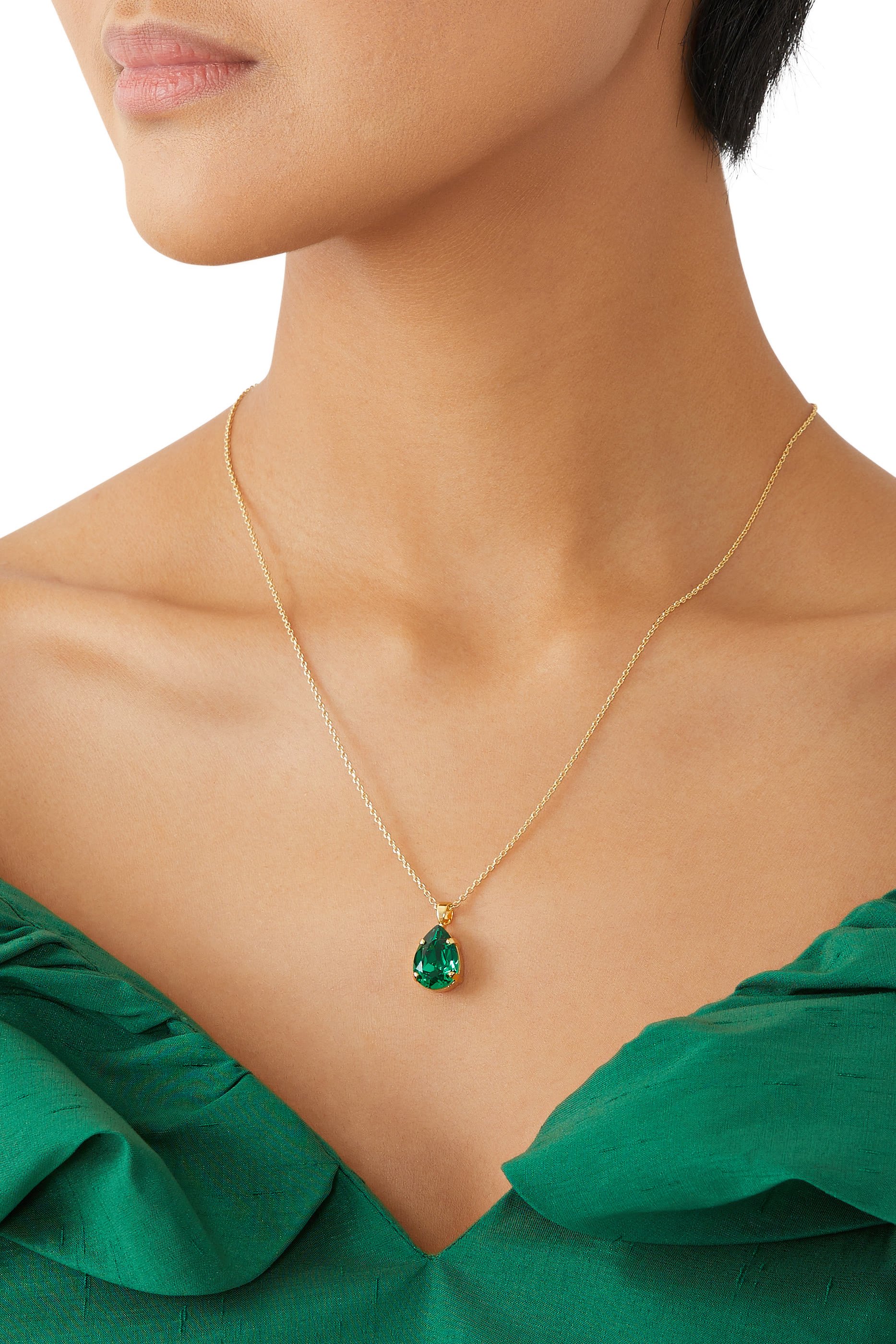 Mini Drop Necklace, 18k Gold-Plated Metal & Swarovski Crystals