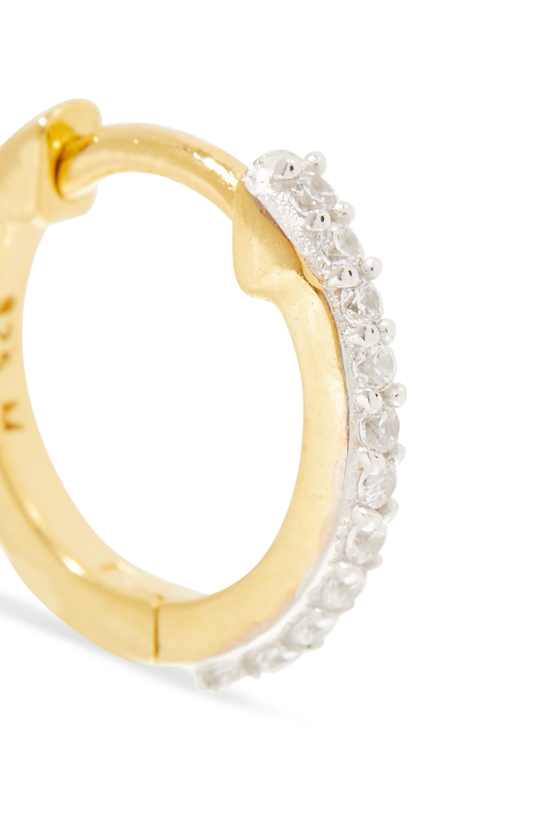 Pav&eacute; Huggie Hoop Earring, Gold-Plated Sterling Silver & Glass