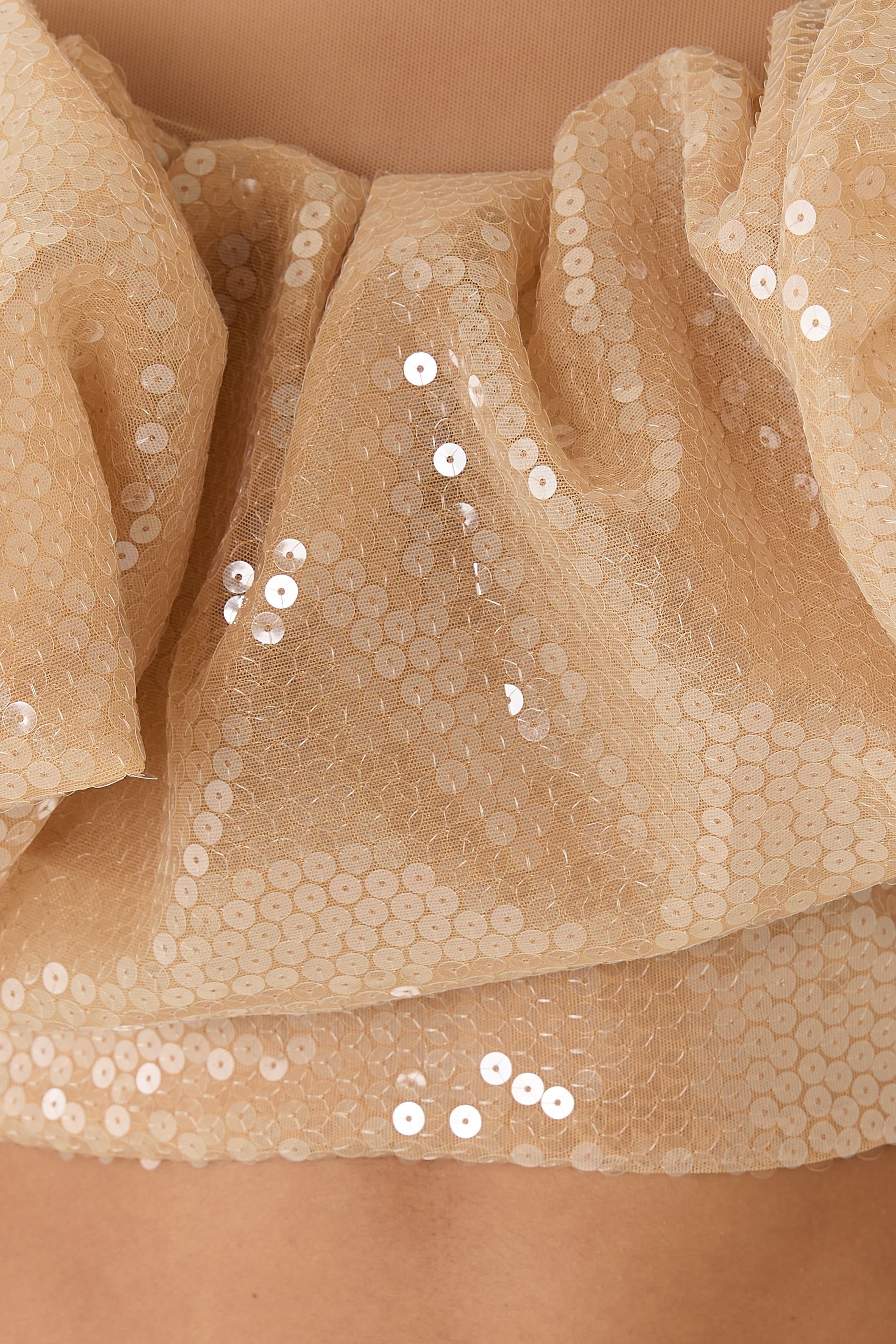 Off-Shoulder Cropped Sequin Puff Top