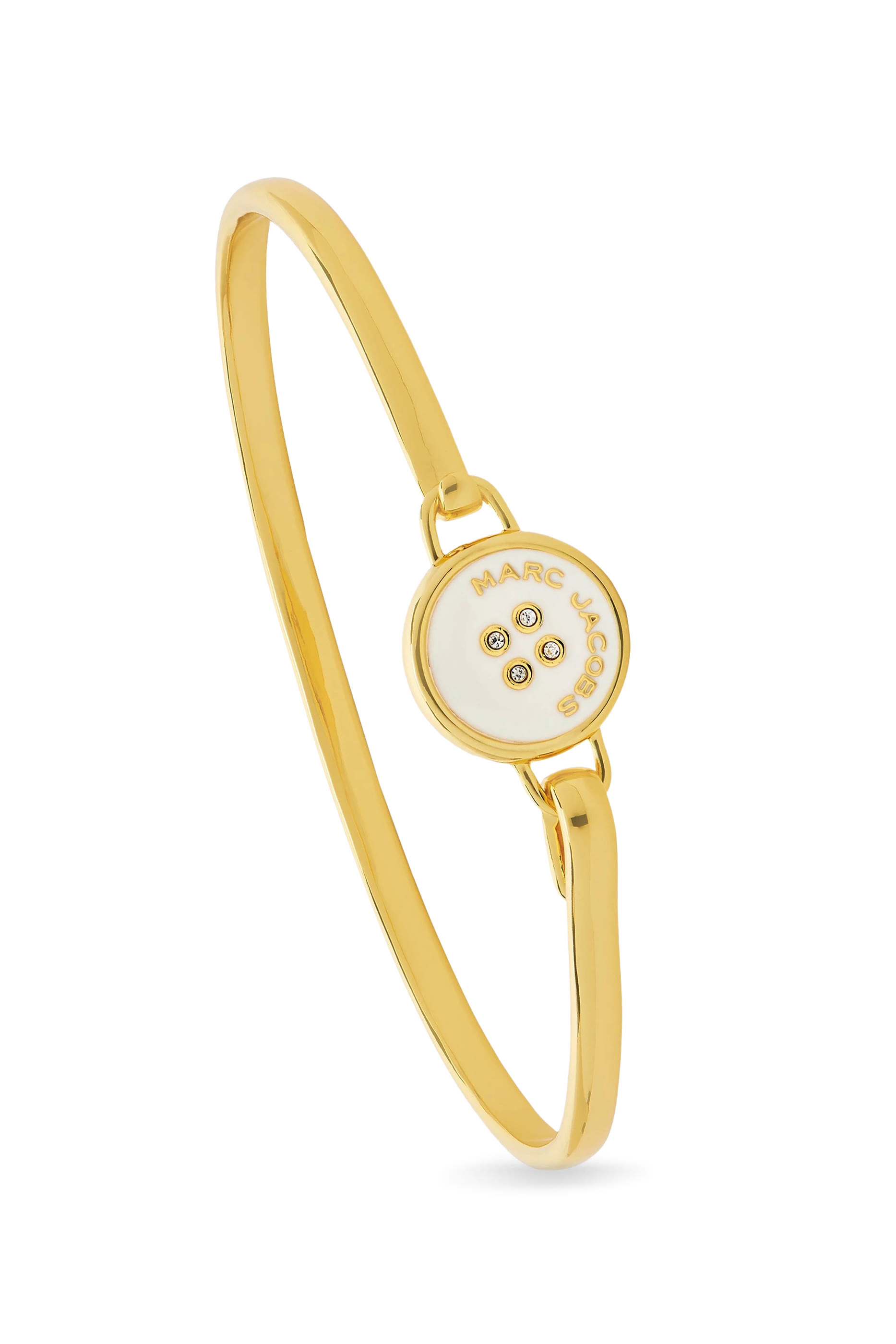 The Button Hinge Bracelet, Gold-Plated Brass with Enamel & Glass Stones