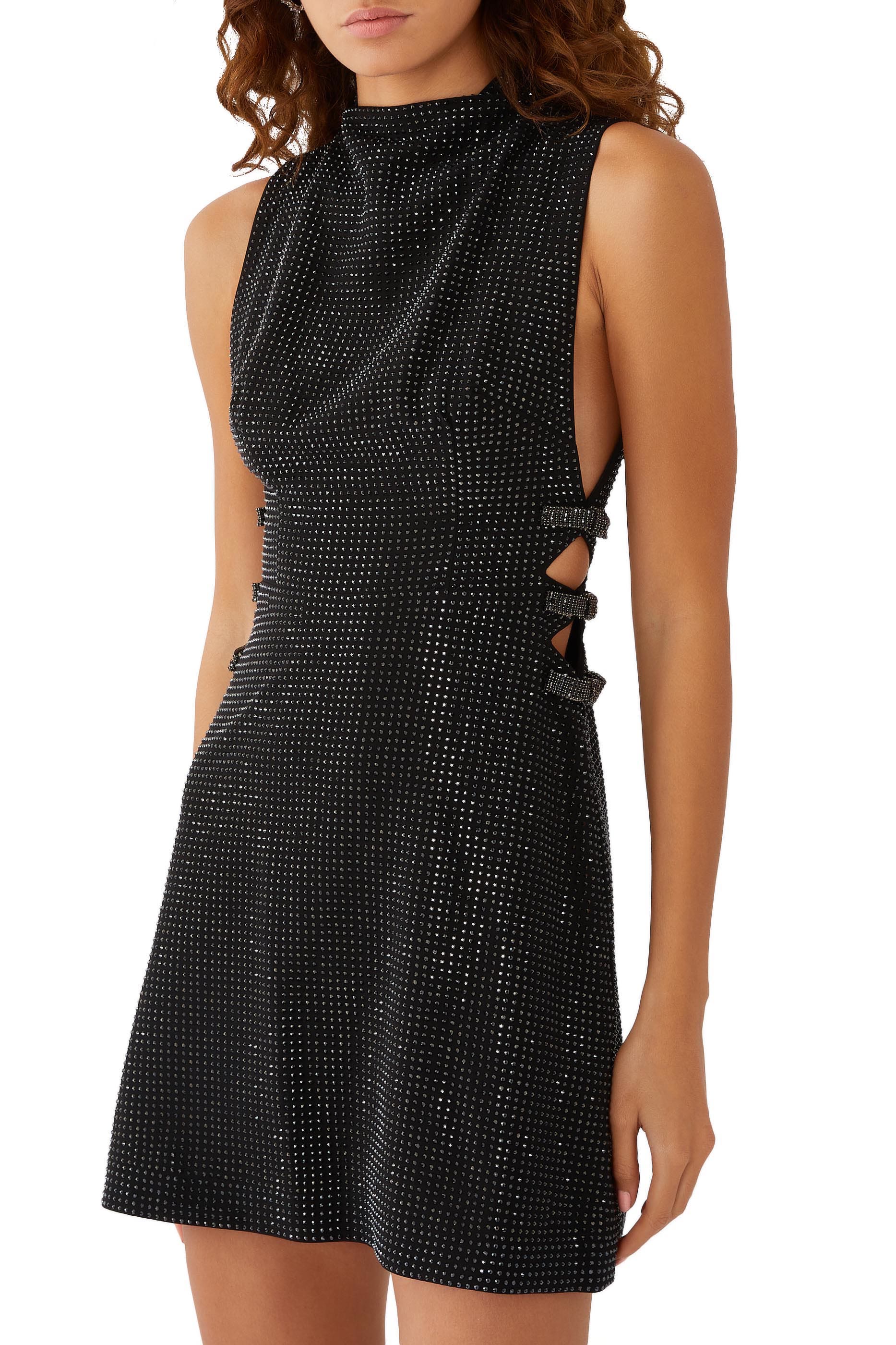 Rhinestone Crepe Mini Dress