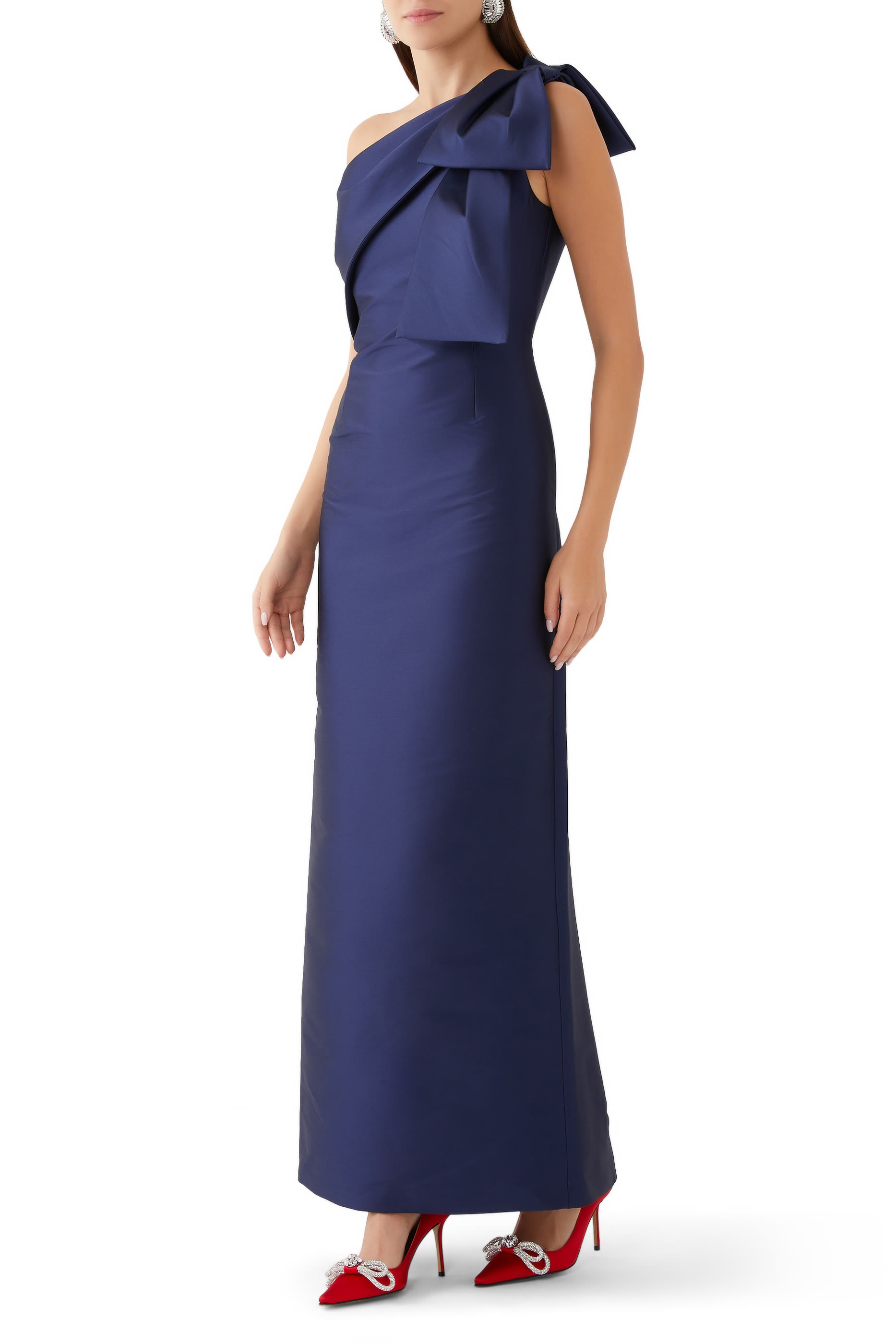 Double Bow 85 Satin Pumps