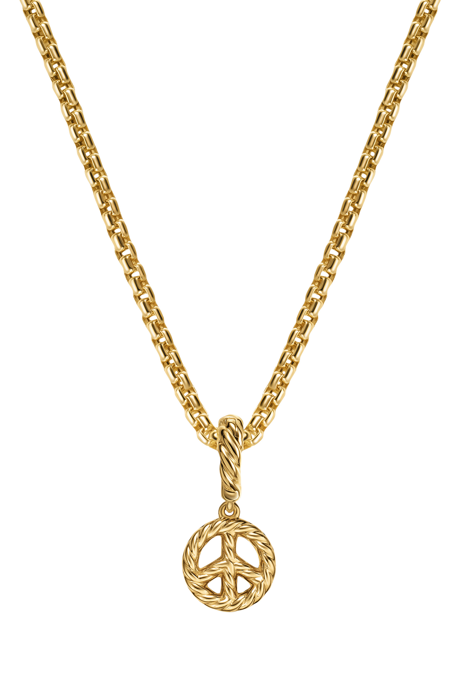Micro Pavé Peace Sign Amulet, 18k Yellow Gold & Diamonds