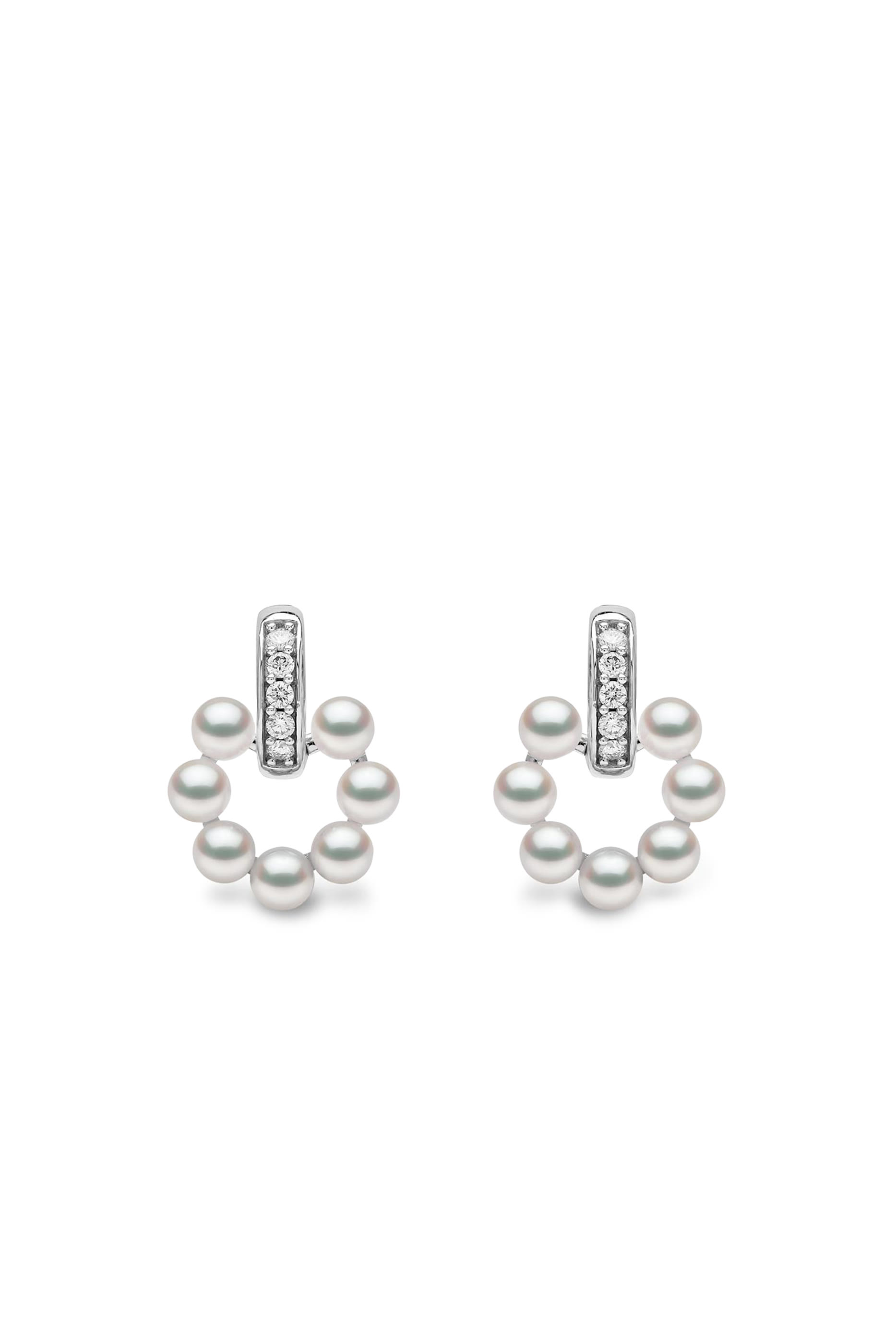 Eclipse Earrings, 18k White Gold with Pearl & Diamonds