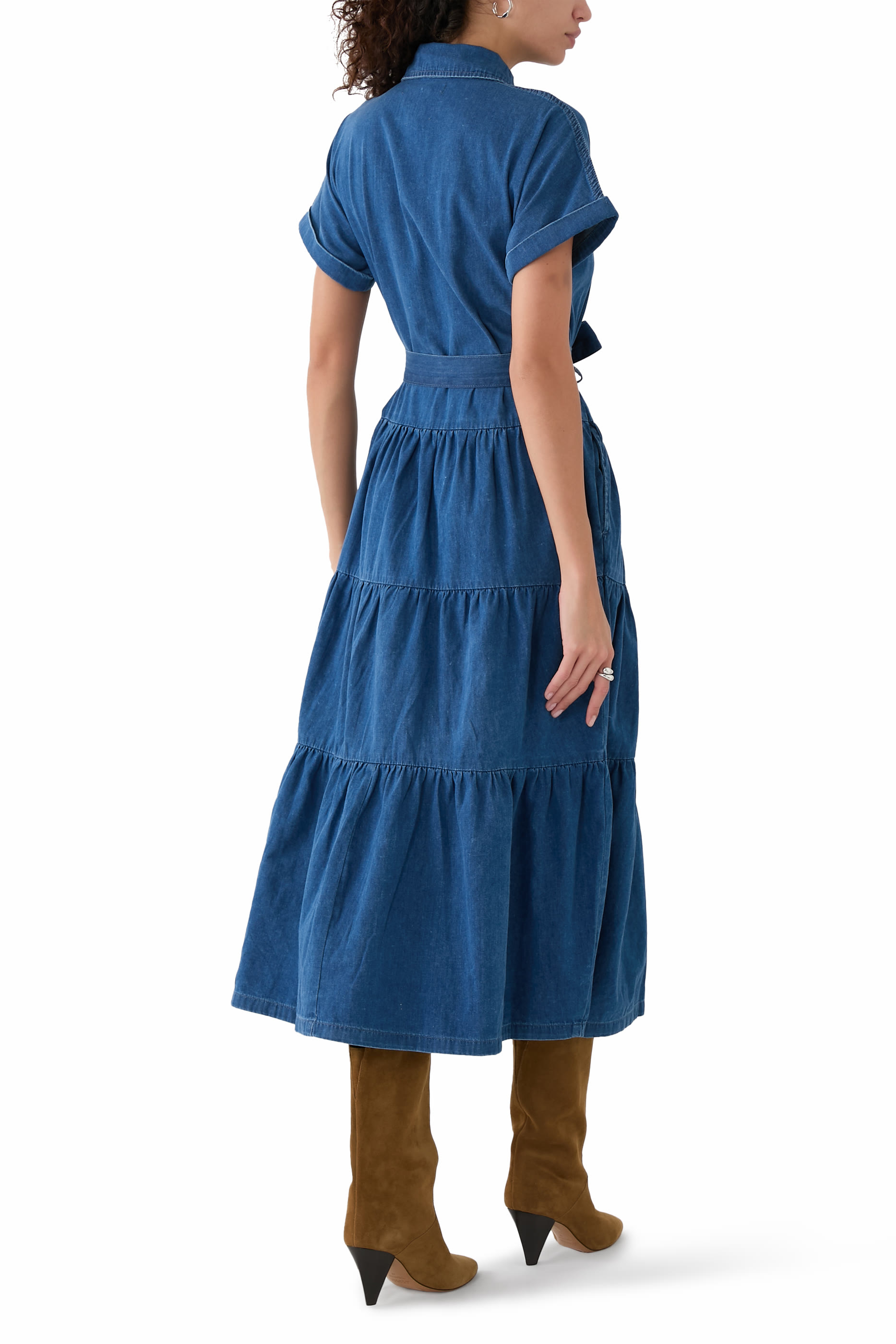 Denim Ester Tiered Shirt Dress
