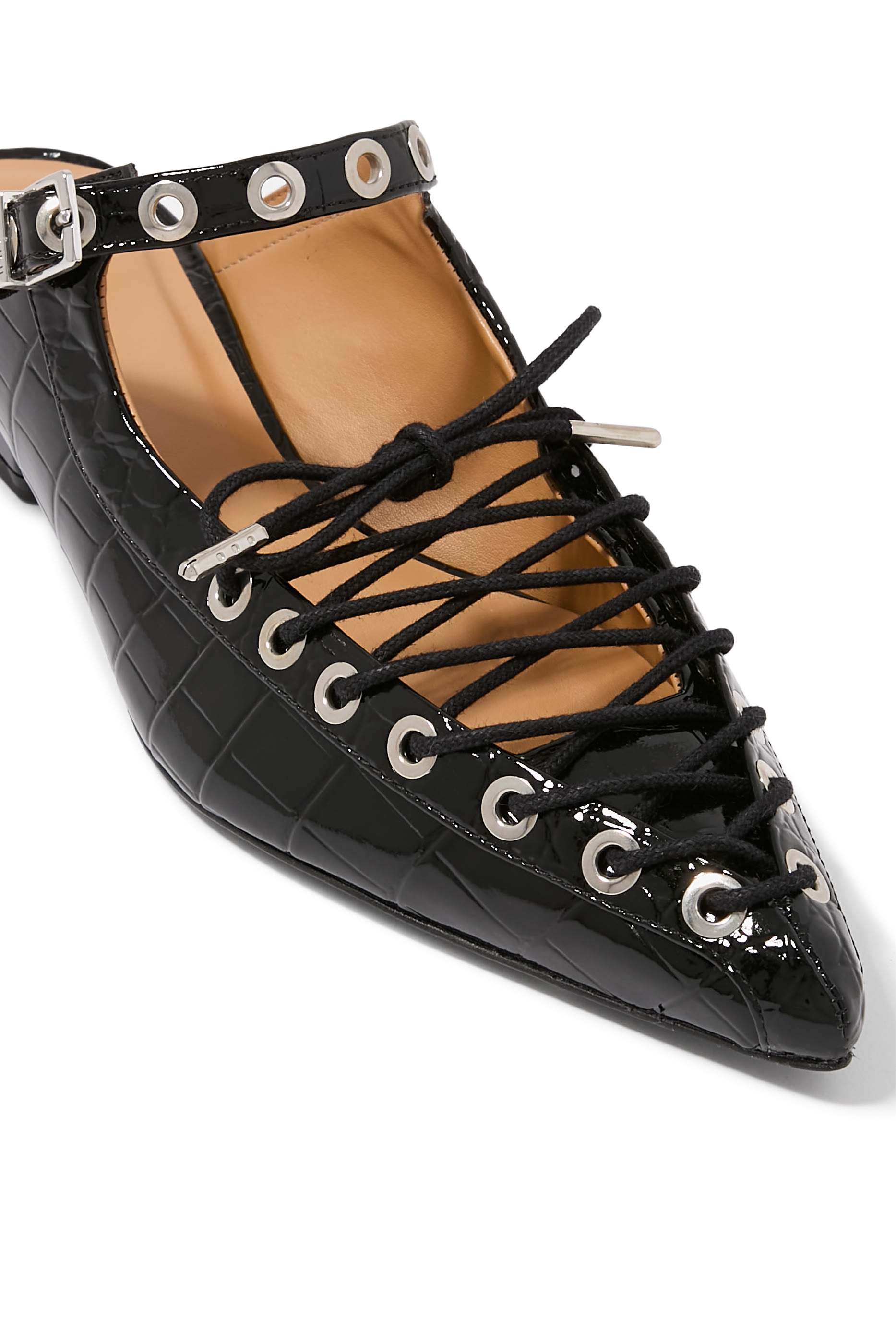 Eyelets Lace Up 35 Mules