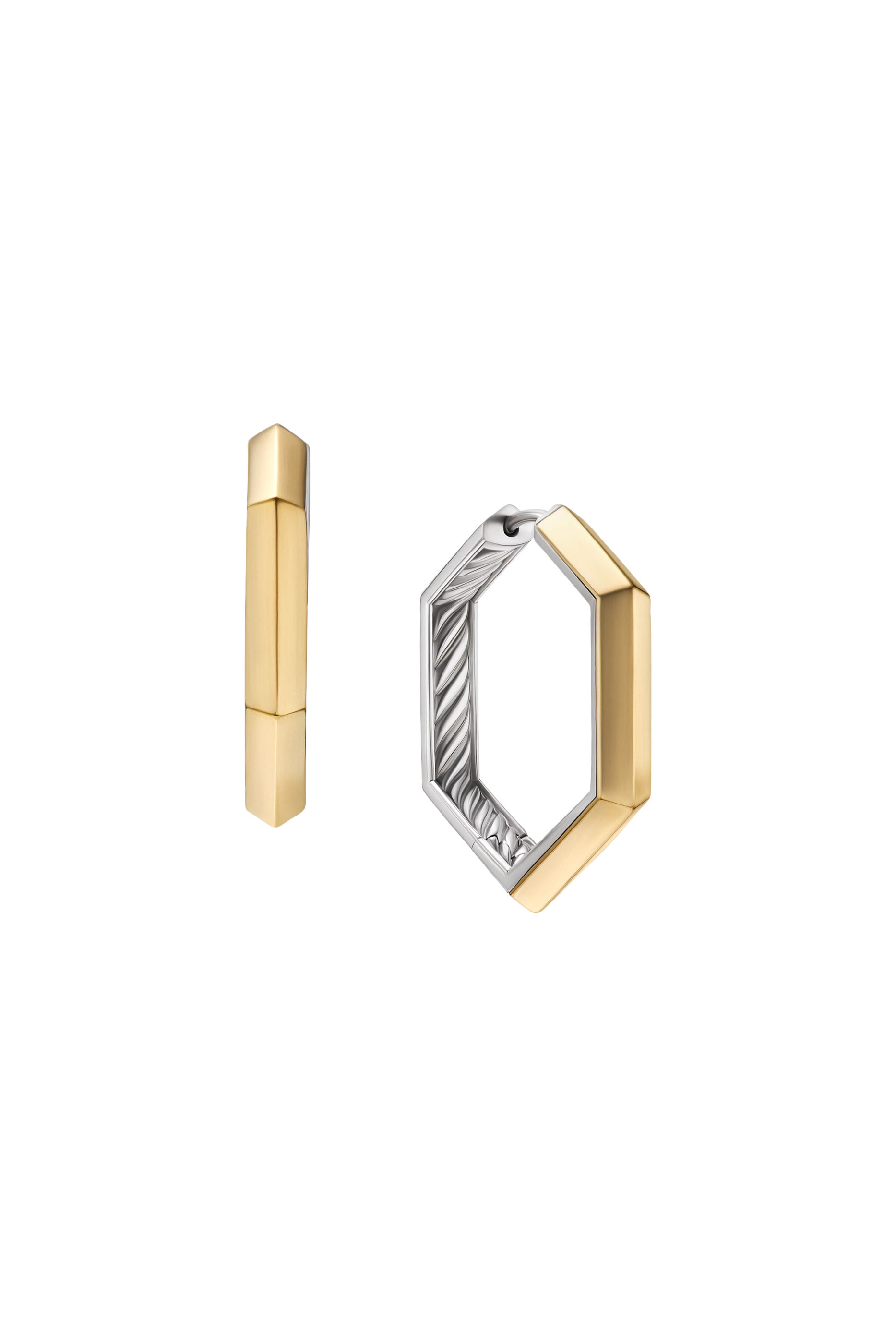 Carlyle Hoop Earrings, 18k Yellow Gold & Sterling Silver