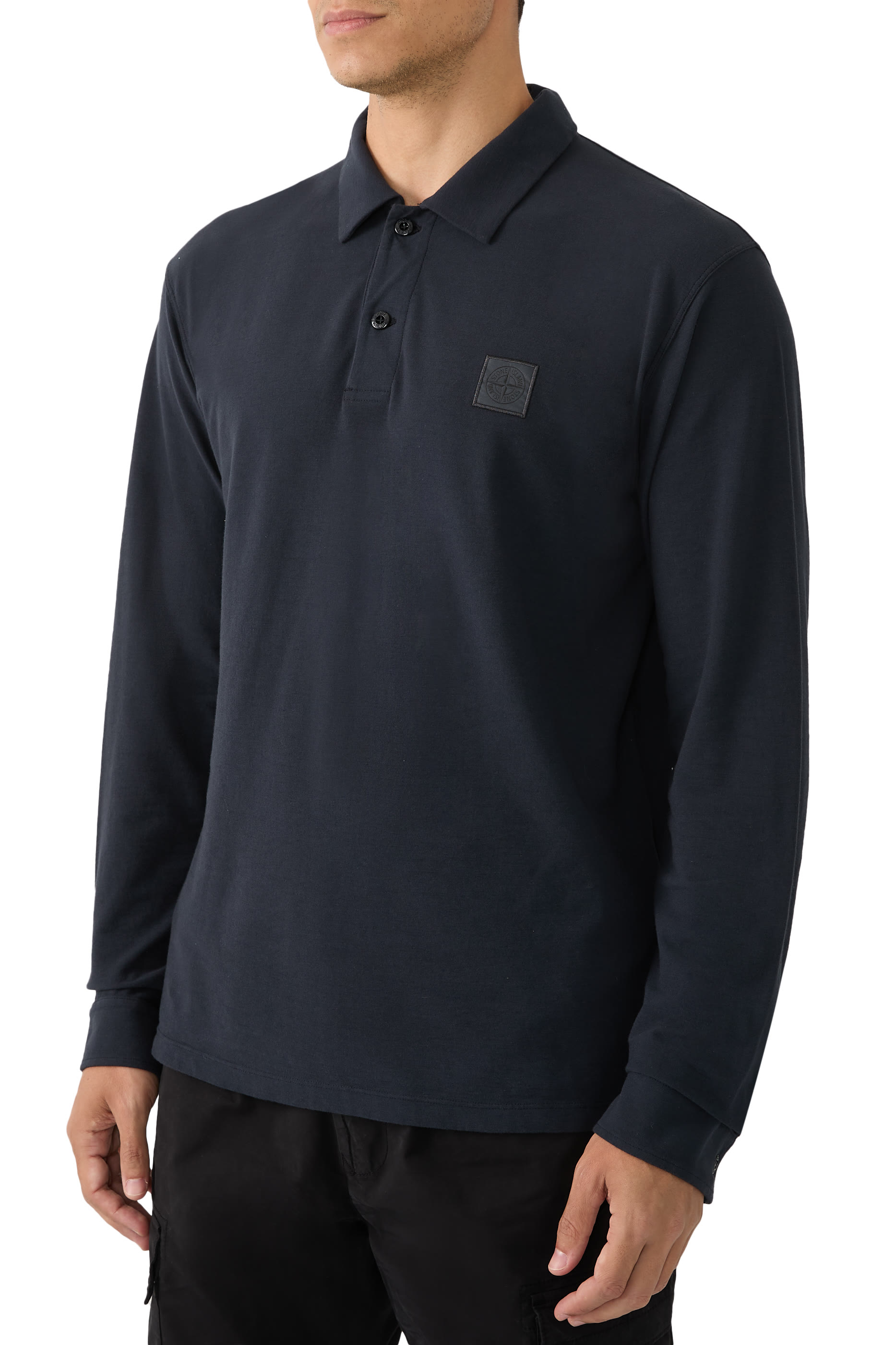Ghost Patch Long Sleeves Polo Shirt