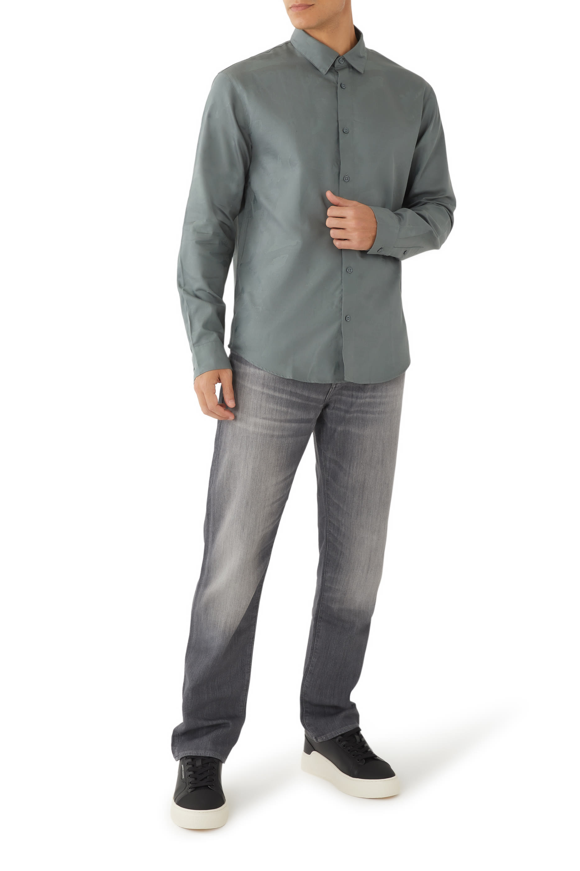 Cotton Jacquard Casual Shirt