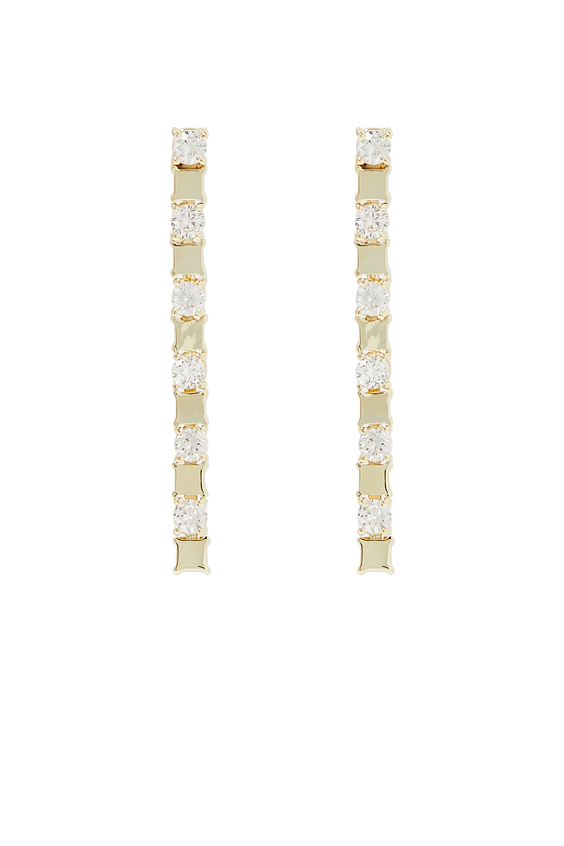 Waterfall Earrings, Gold-Plated Brass & Cubic Zirconia