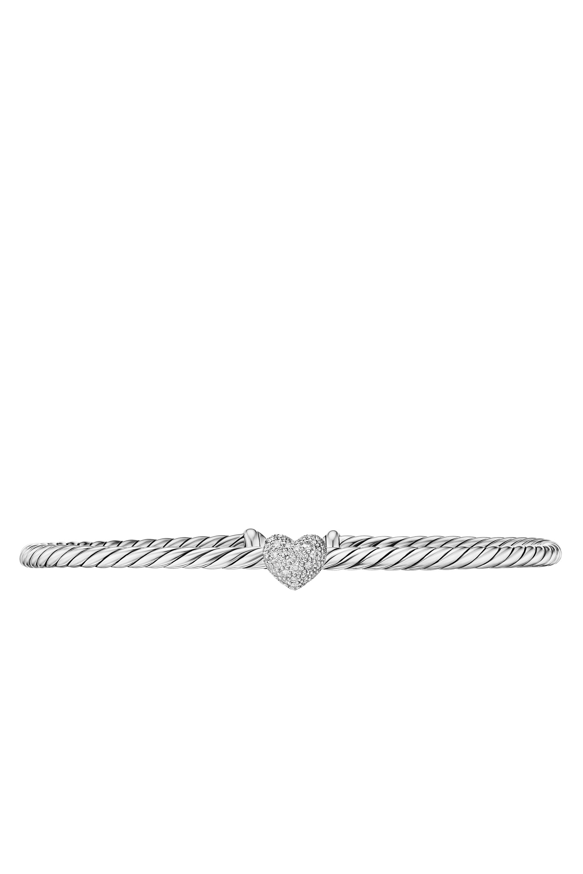 Micro Cable Flex&reg; Heart Station Bracelet, Sterling Silver & Diamonds