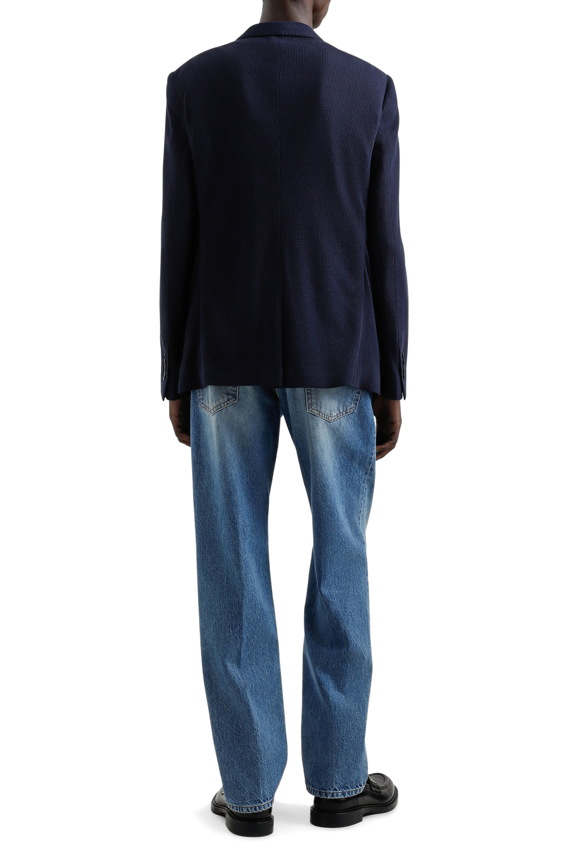 Logo Embroidery Single-Breasted Cotton Jersey Jacket