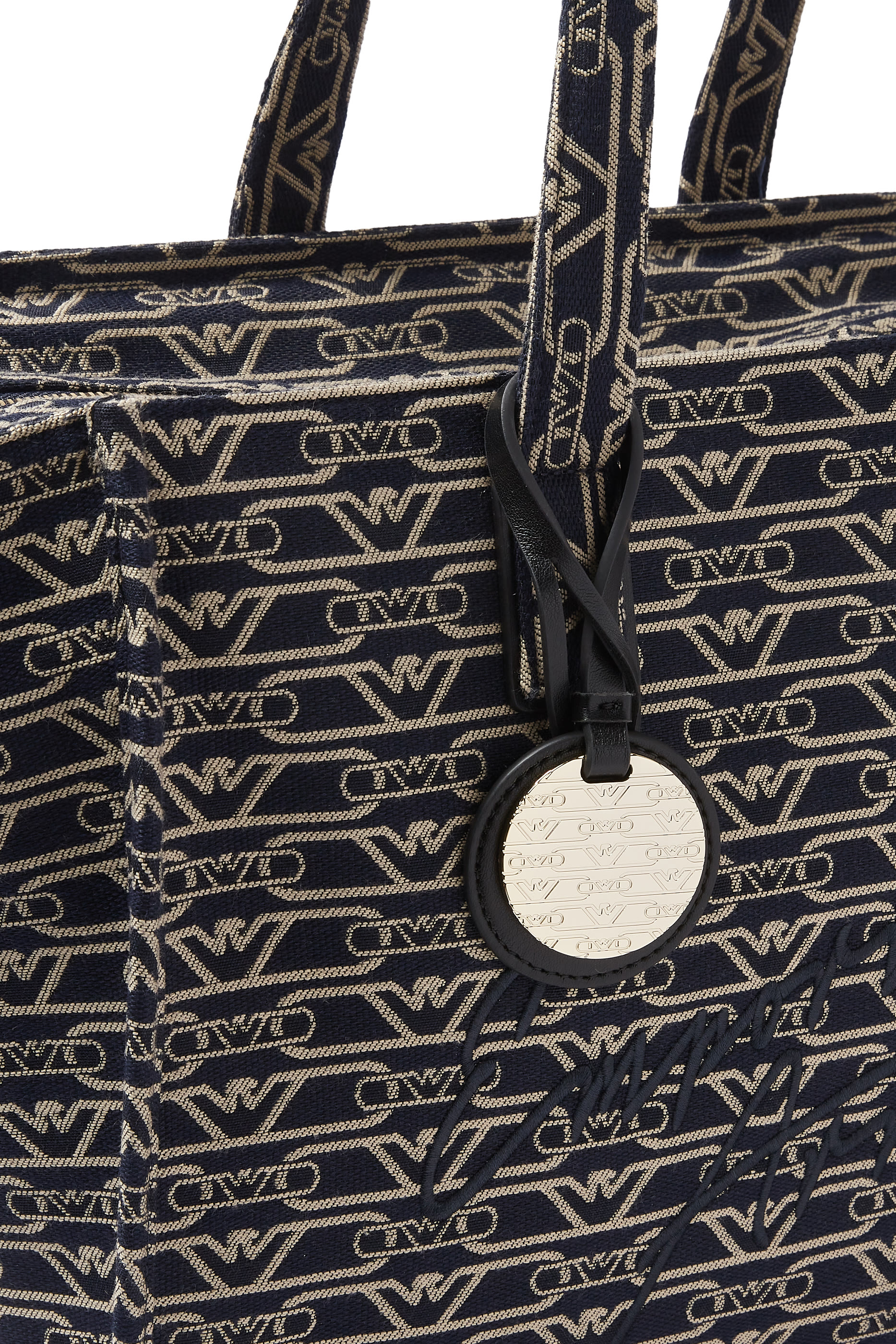 Medium Shopper Bag with All-Over Monogram Print