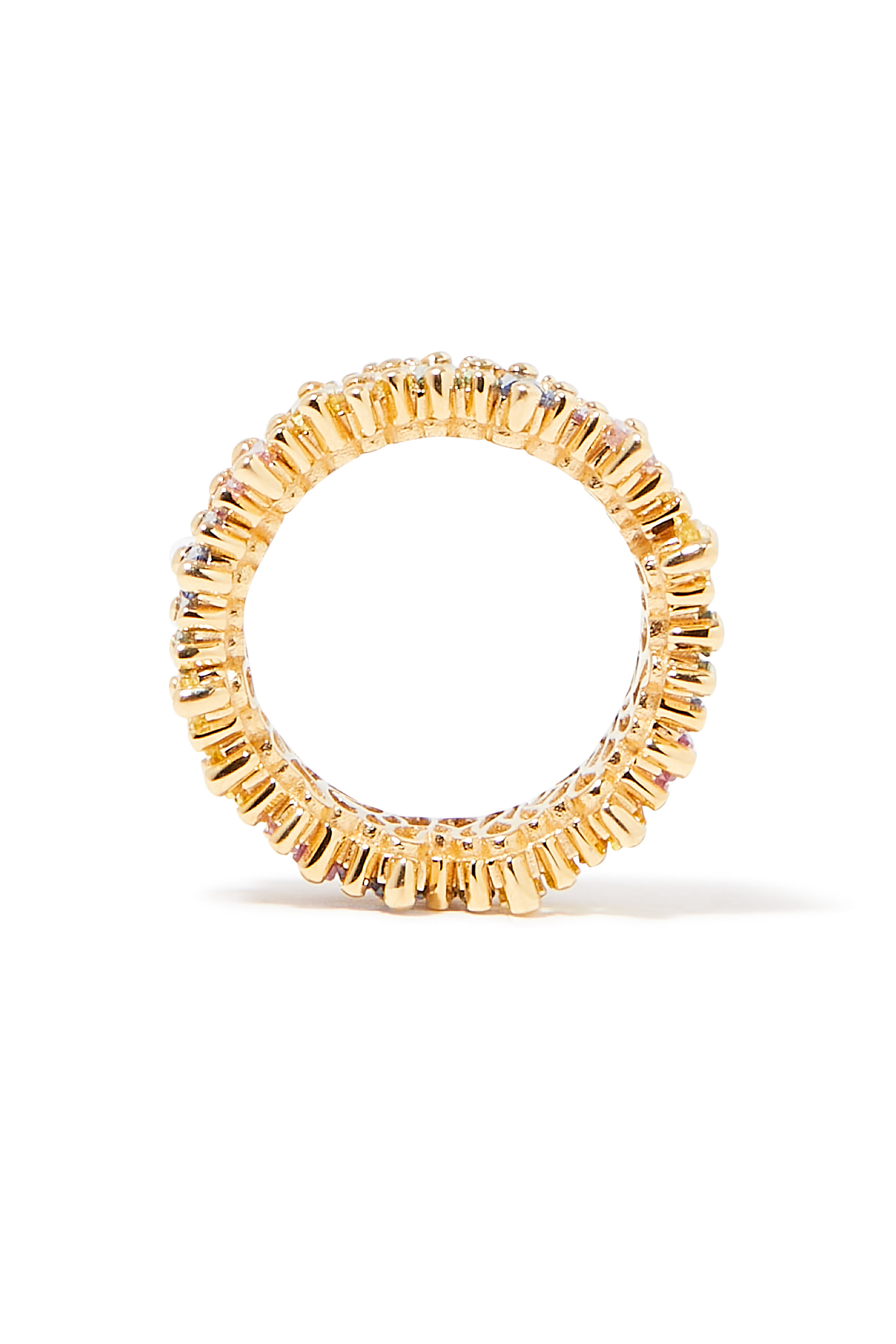 Pastel Sapphire Row Eternity Band, 18K Yellow Gold & Diamonds