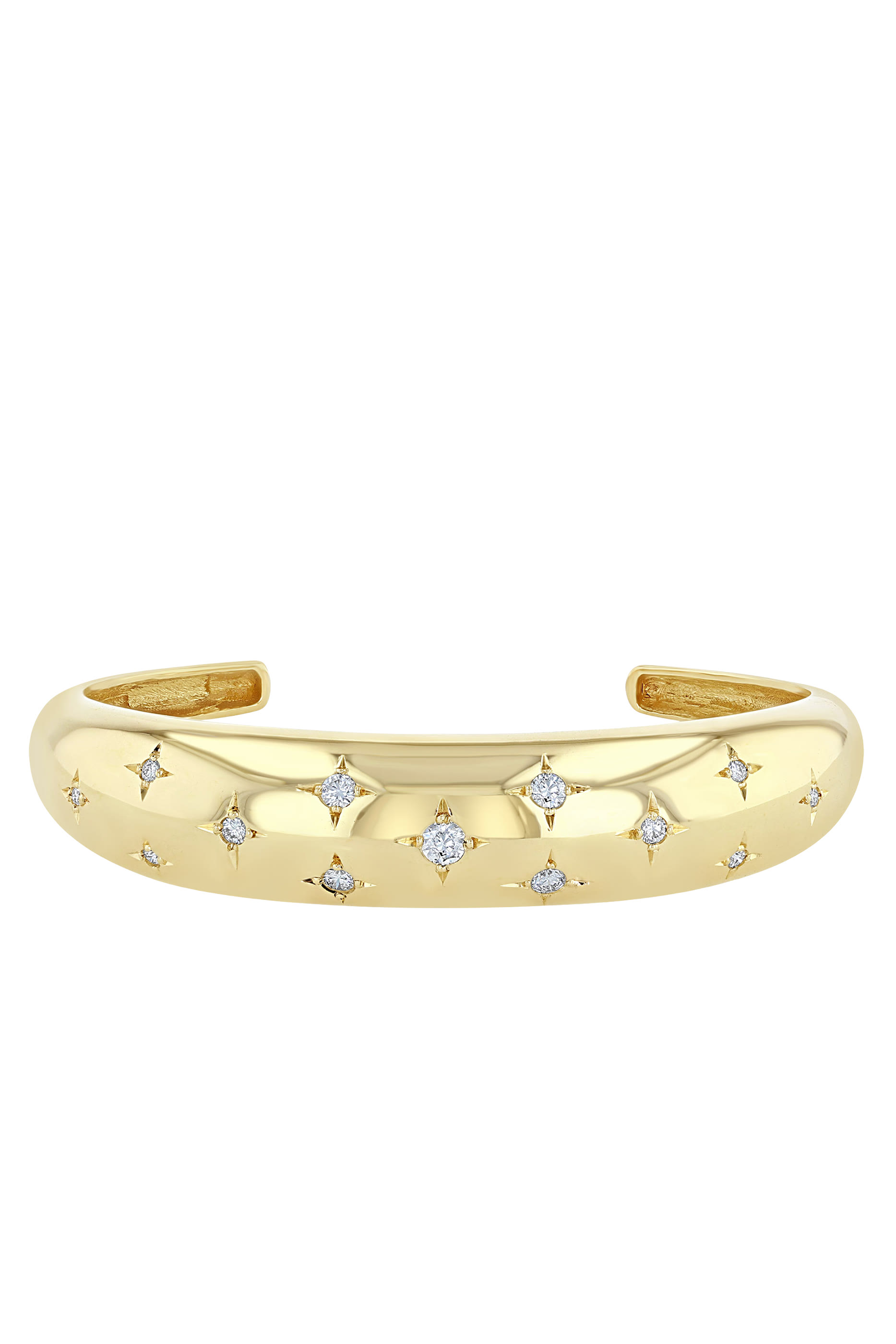 Scattered Star Set Medium Aura Cuff, 14K Yellow Gold & Diamonds