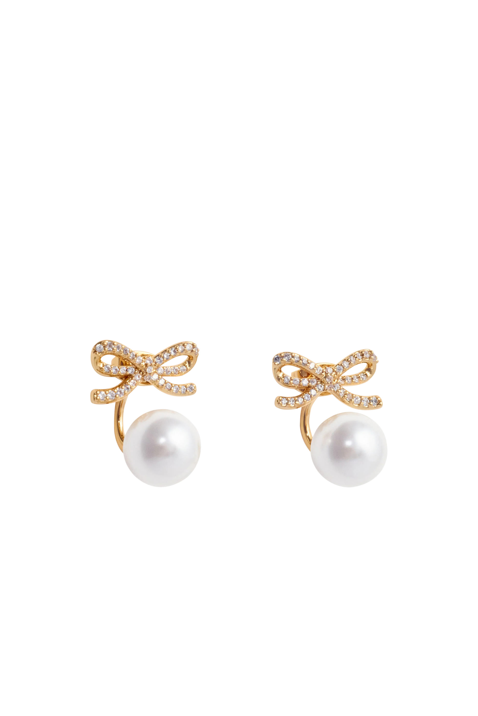 Bow Pearl Jacket Earrings