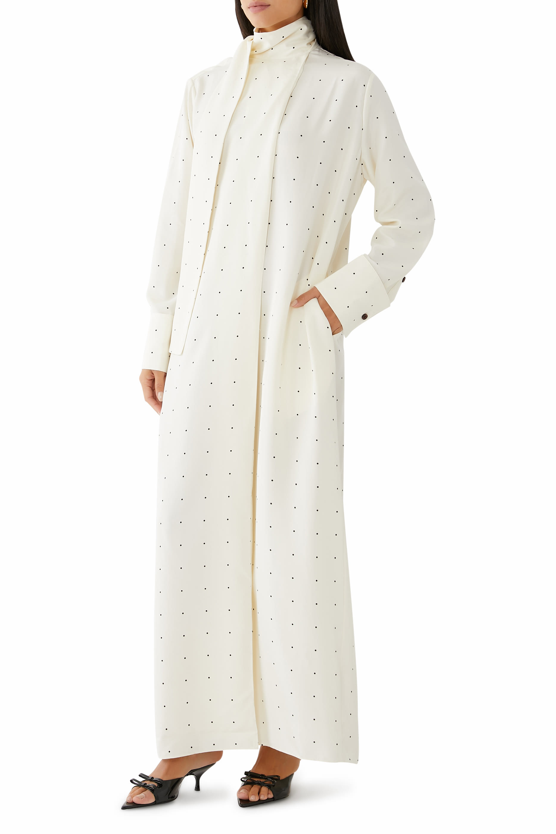 Dotted Silk Foulard Dress
