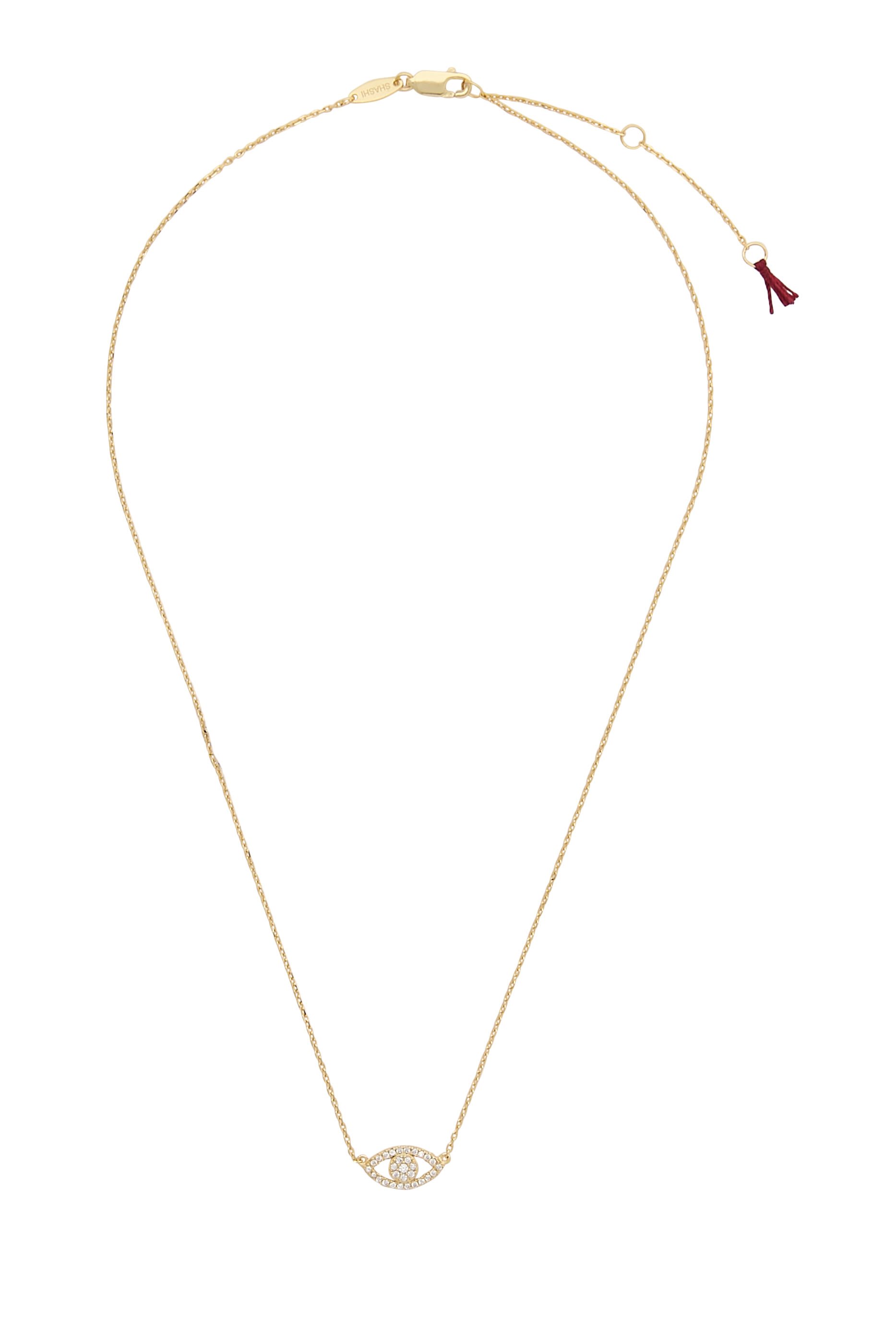 Evil Eye Pave Necklace, 14K Gold Plated Brass & Cubic Zirconia