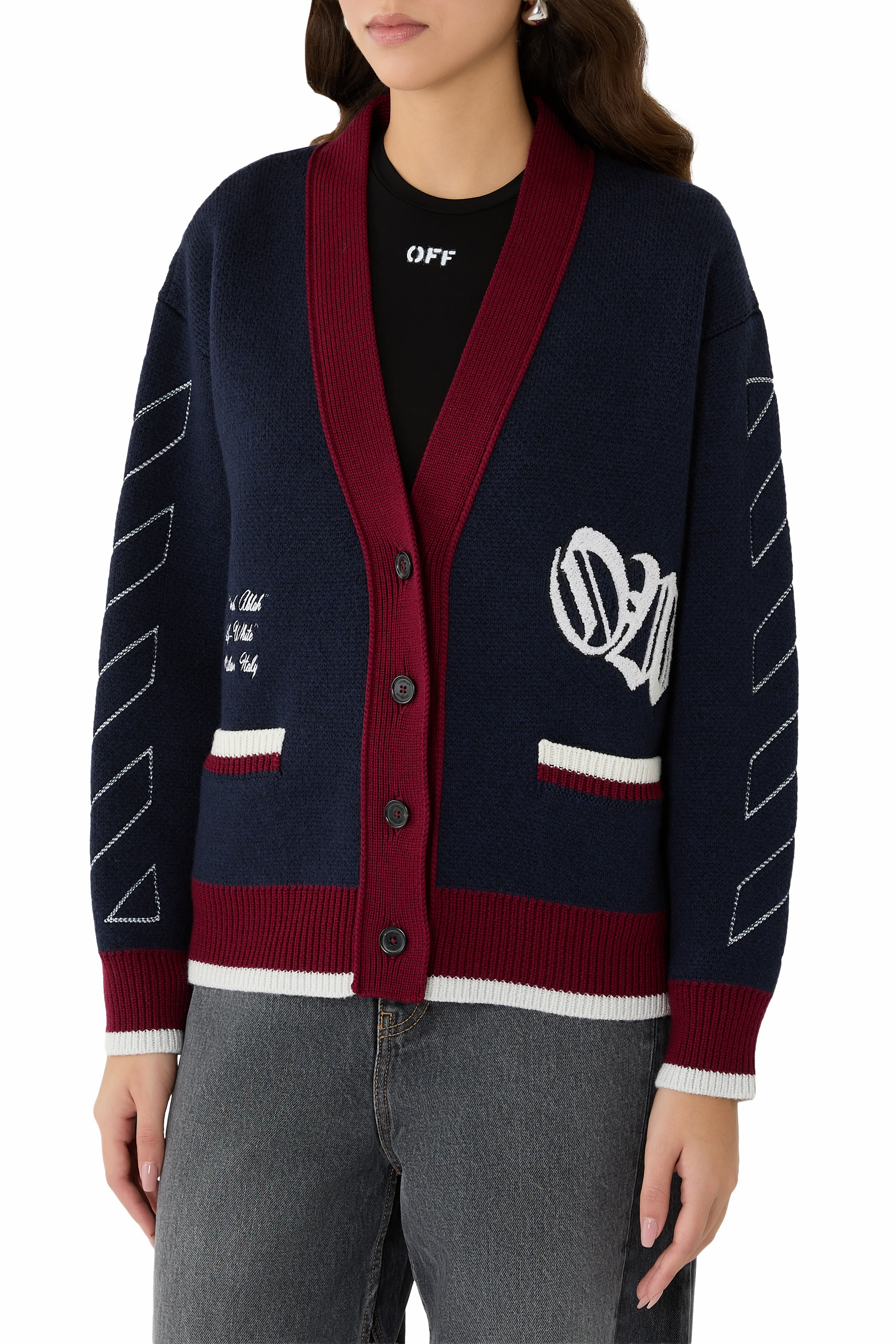 Jacquard Knit Varsity Cardigan